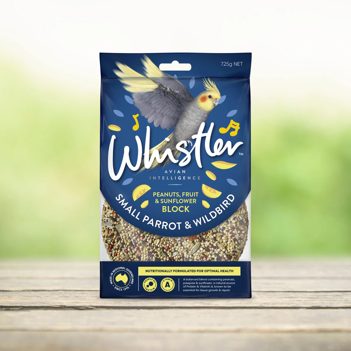 Whistler Small Wildbird & Parrot Peanut, Fruit & Sunflower Block 725g - front of pack