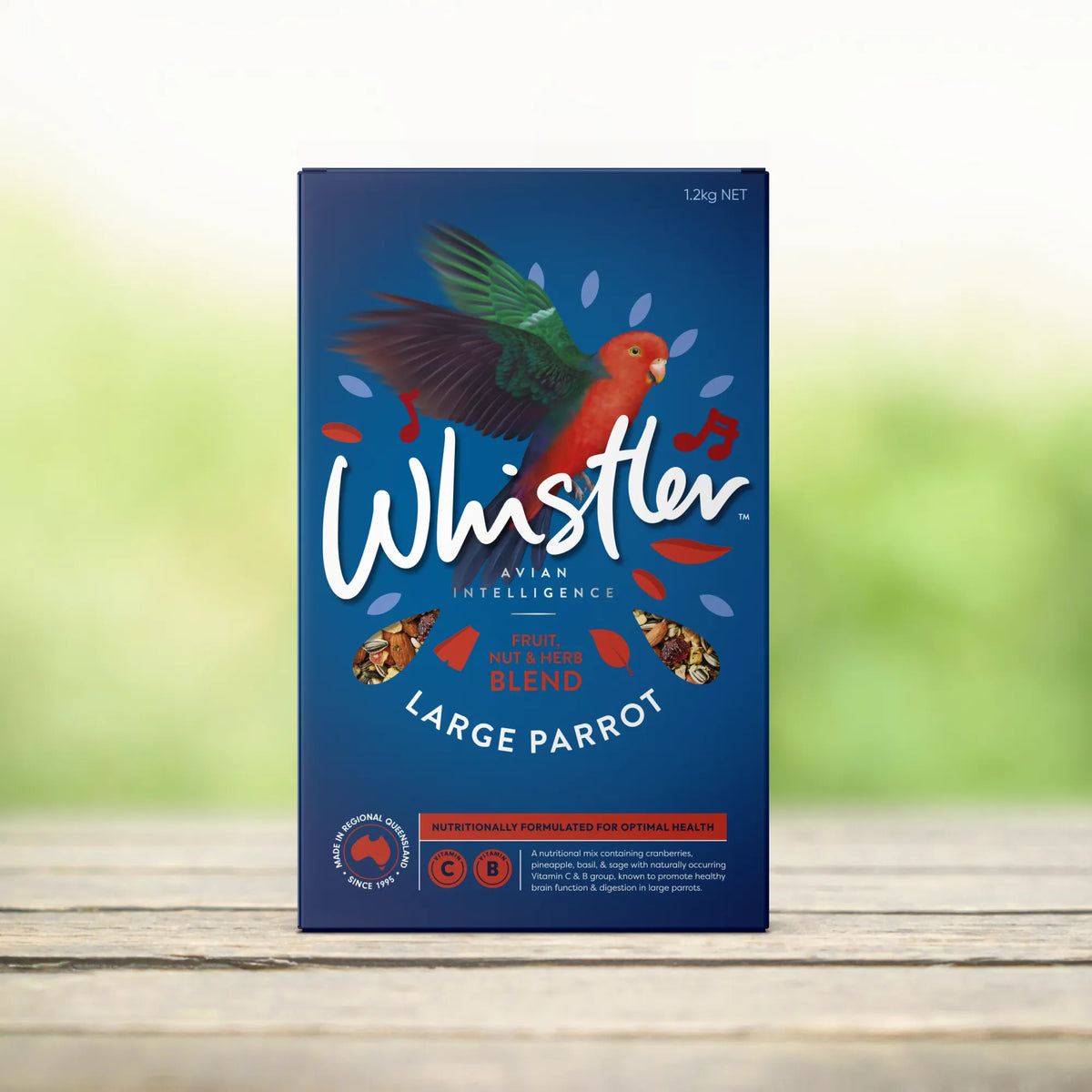 Whistler Large Parrot Gourmet Blend bird seed 1.2kg carton - front of pack