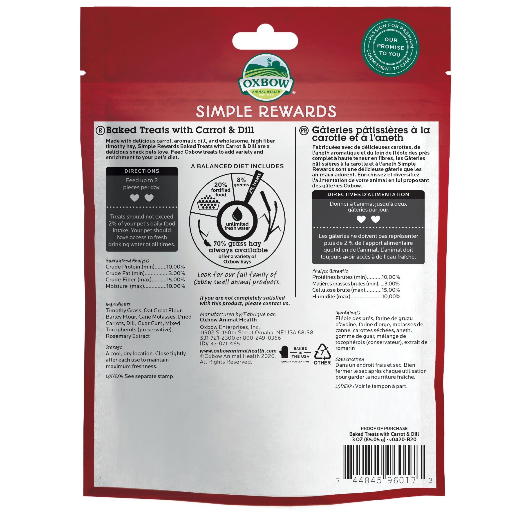 Oxbow Simple Rewards Baked Treats With Carrot & Dill