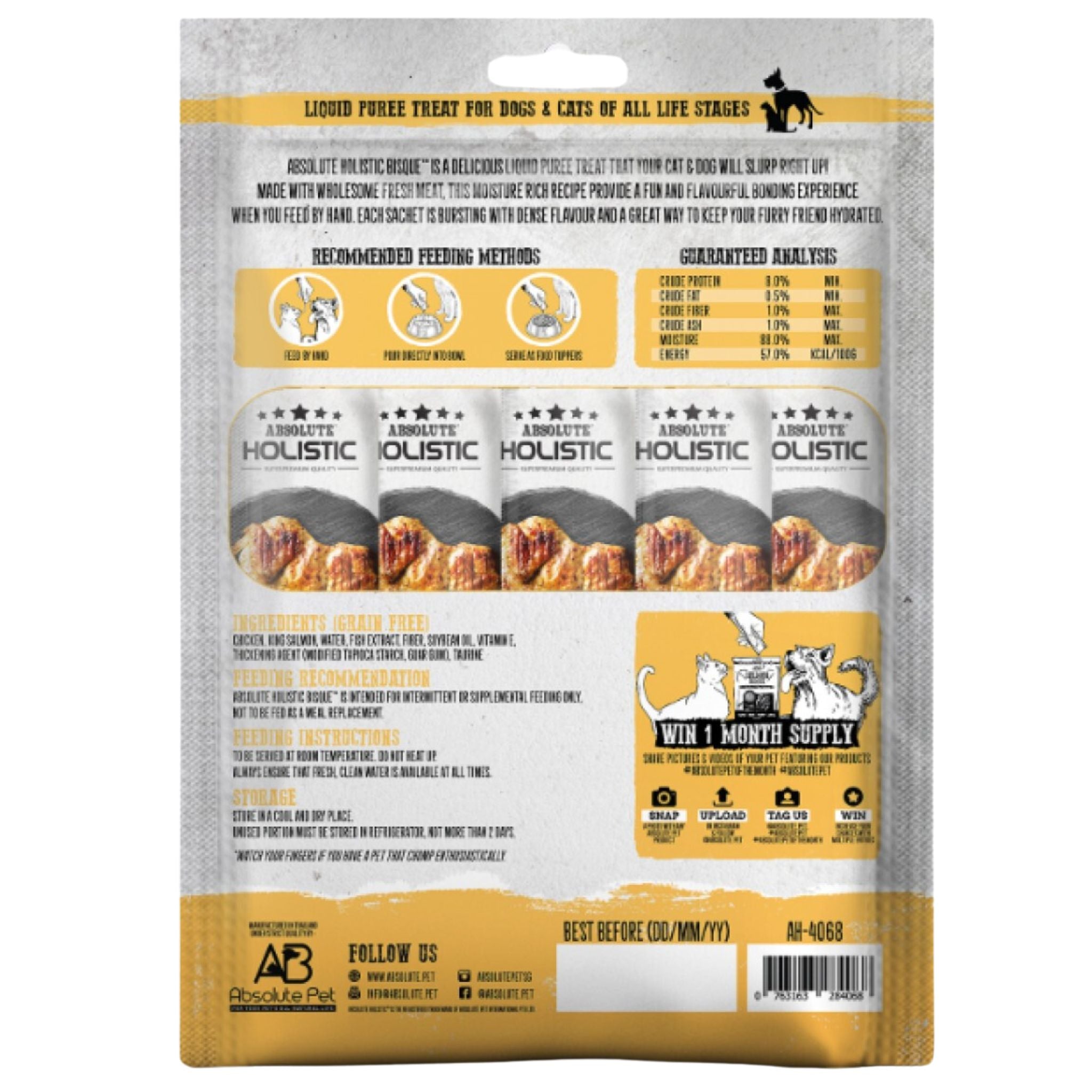 Absolute Holistic Bisque Chicken & King Salmon Pet Treats for Cats & Dogs