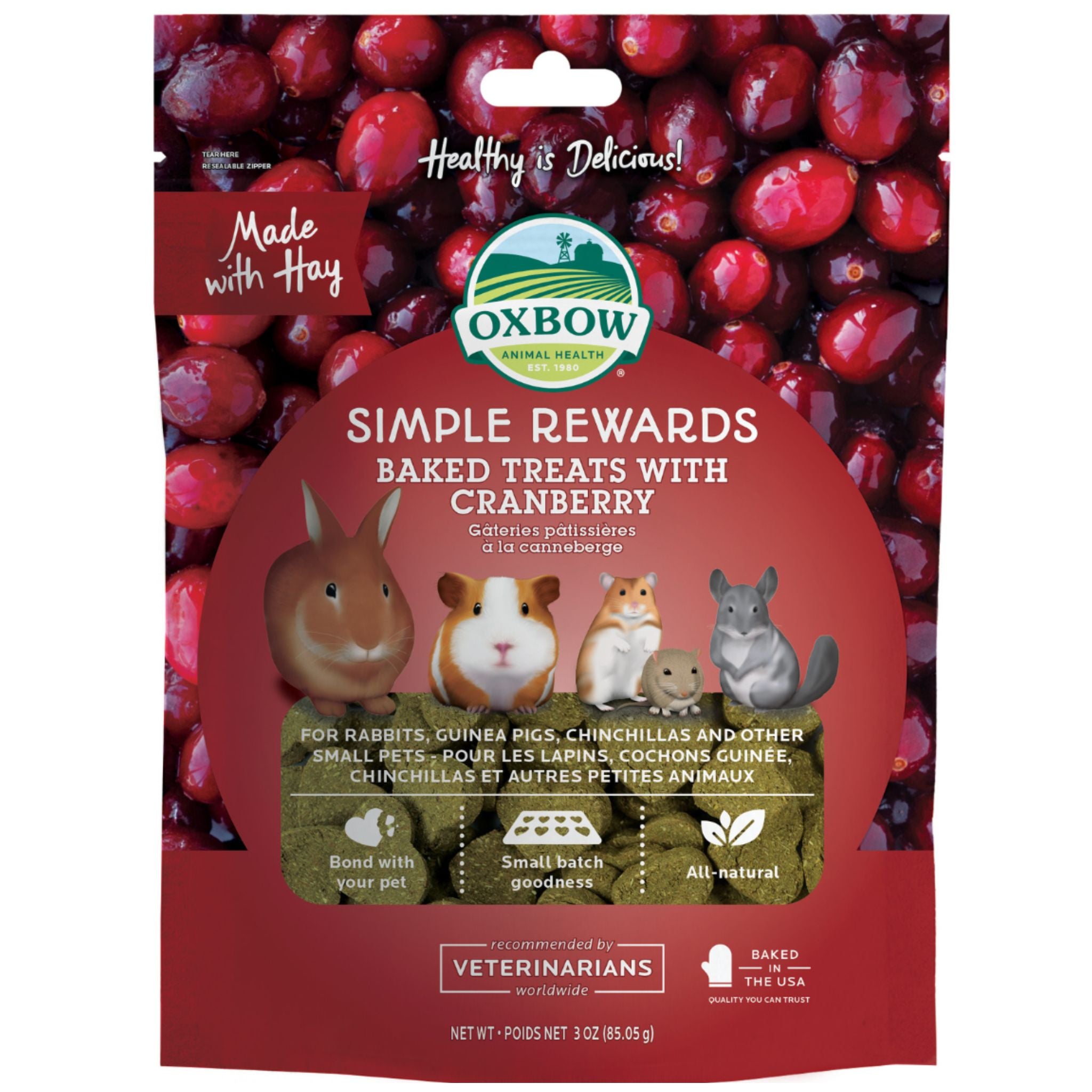 Oxbow Simple Rewards Baked Treats With Cranberry