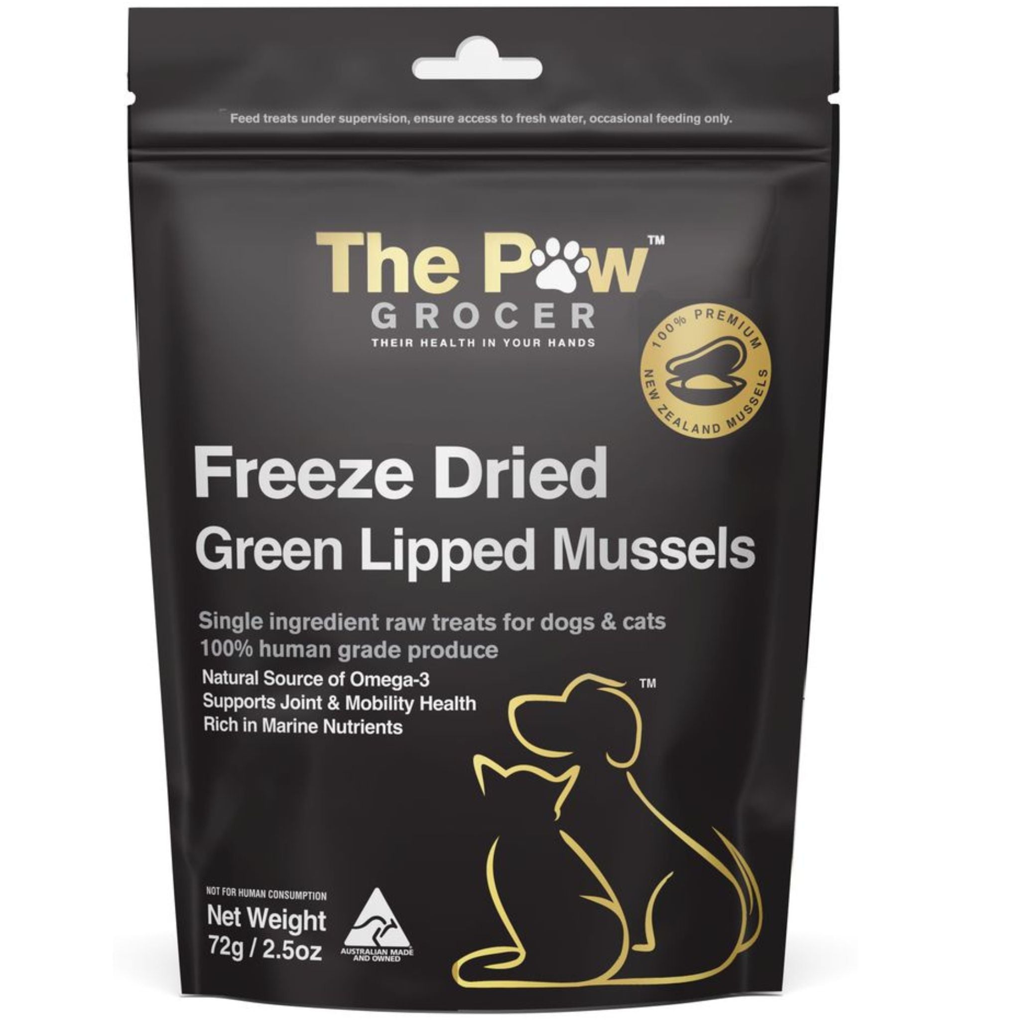 The Paw Grocer Freeze Dried Pet Treats Black Label Green Lipped Mussels