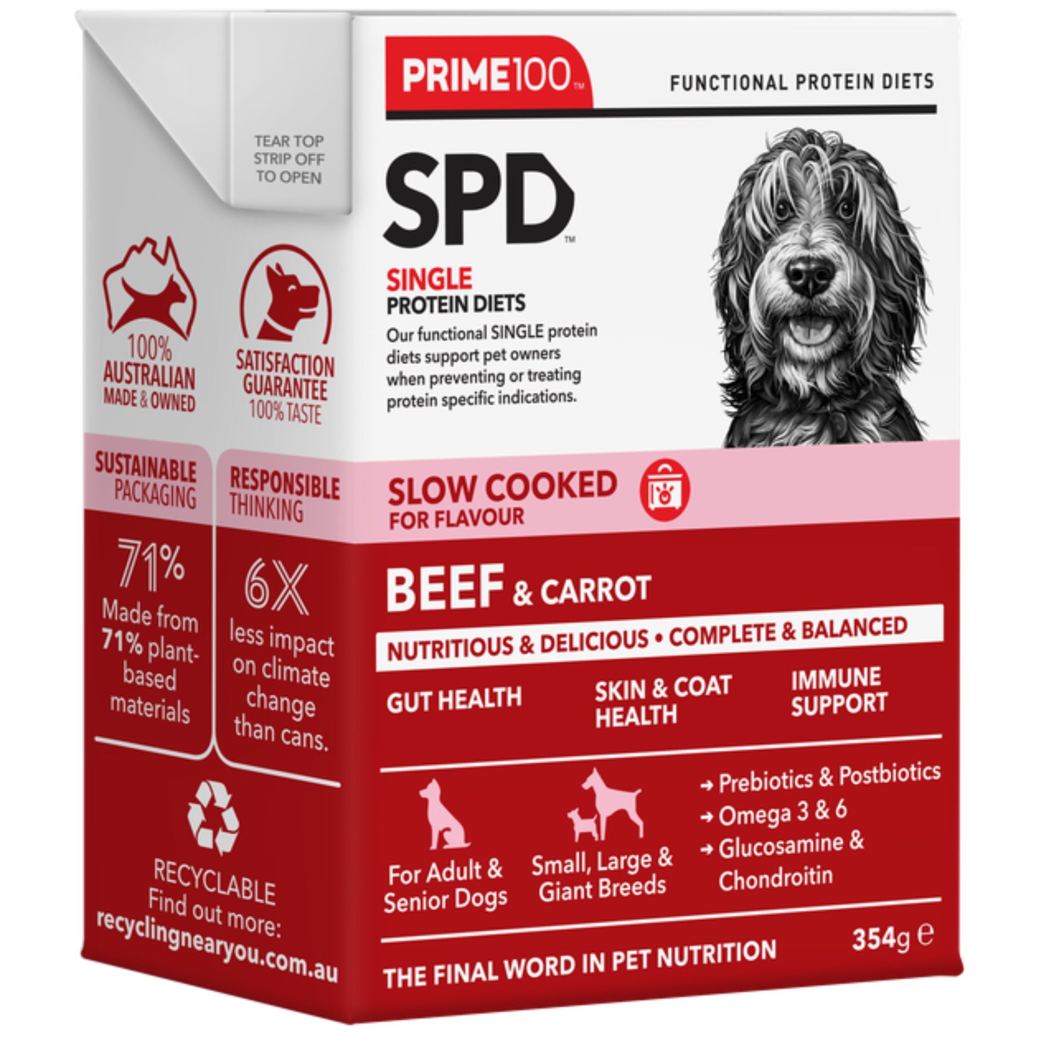 Prime100 SPD Slow Cooked Wet Dog Food Beef & Carrot
