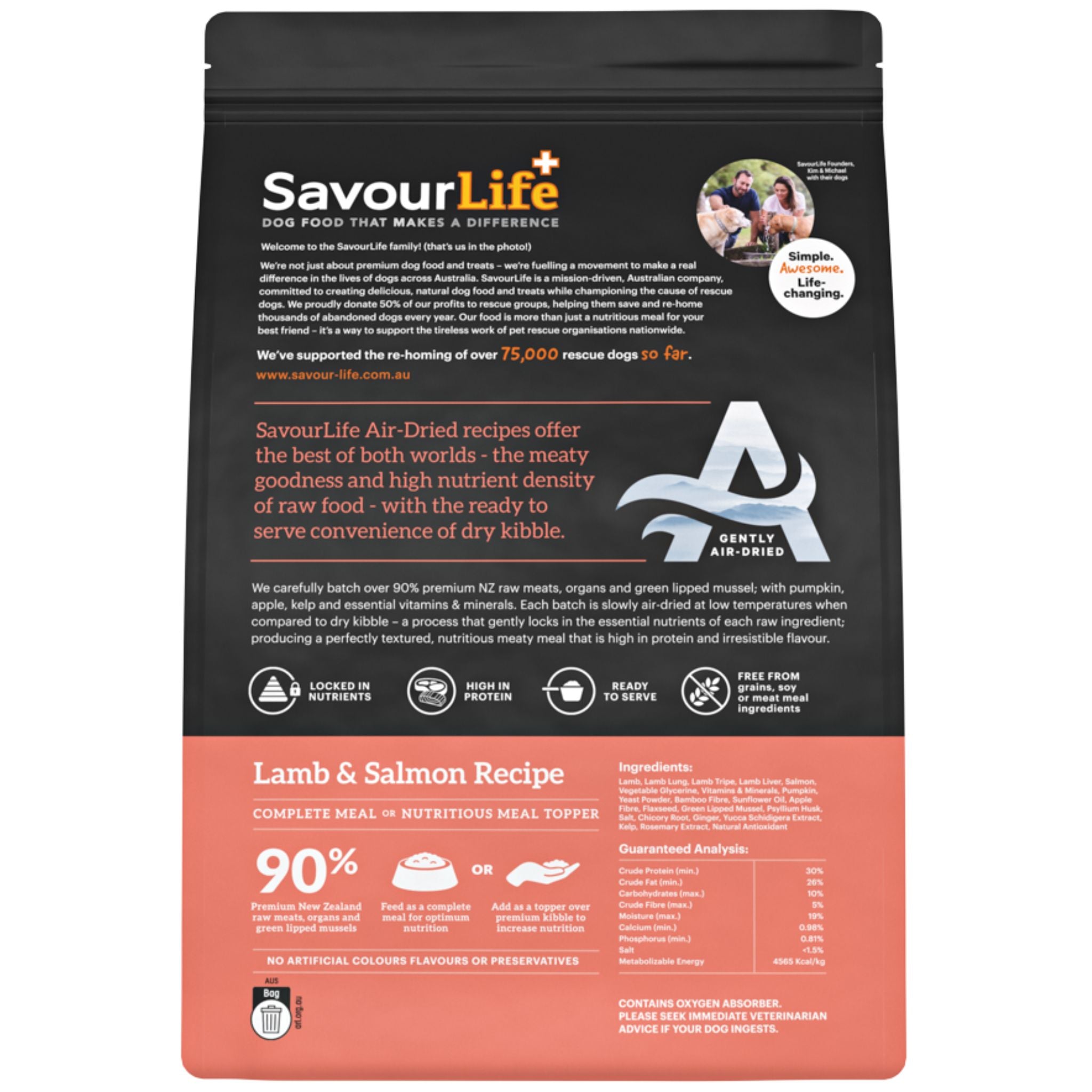 SavourLife Air Dried Adult Lamb & Salmon Recipe Dry Dog Food
