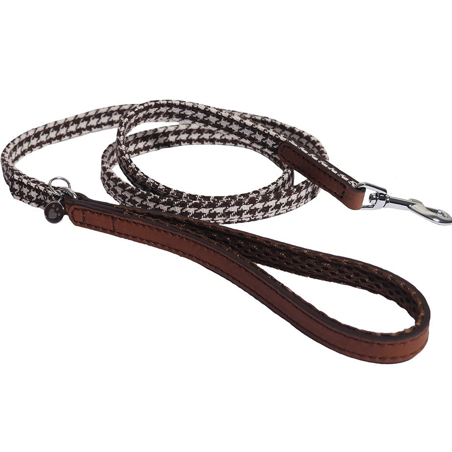 Rosewood Wag n Walk Toy Dog Brown & Cream Dogtooth Set