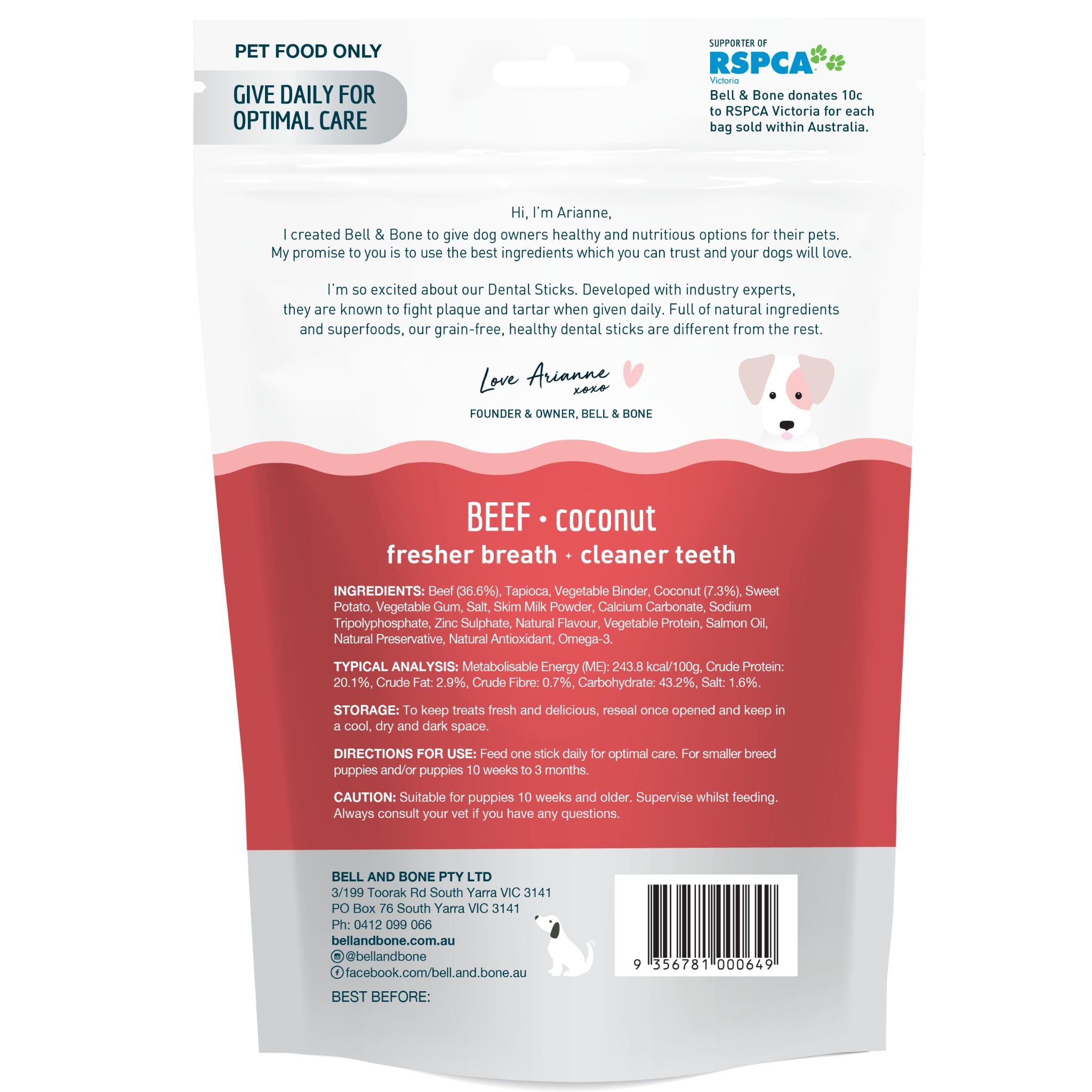 Bell and Bone Puppy Dental Chews - Beef and Coconut