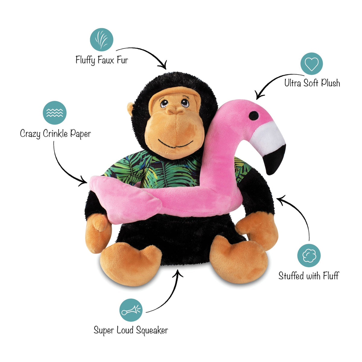 Fringe Studio Large Plush Dog Toy - Gregory The Gorilla — alternate view