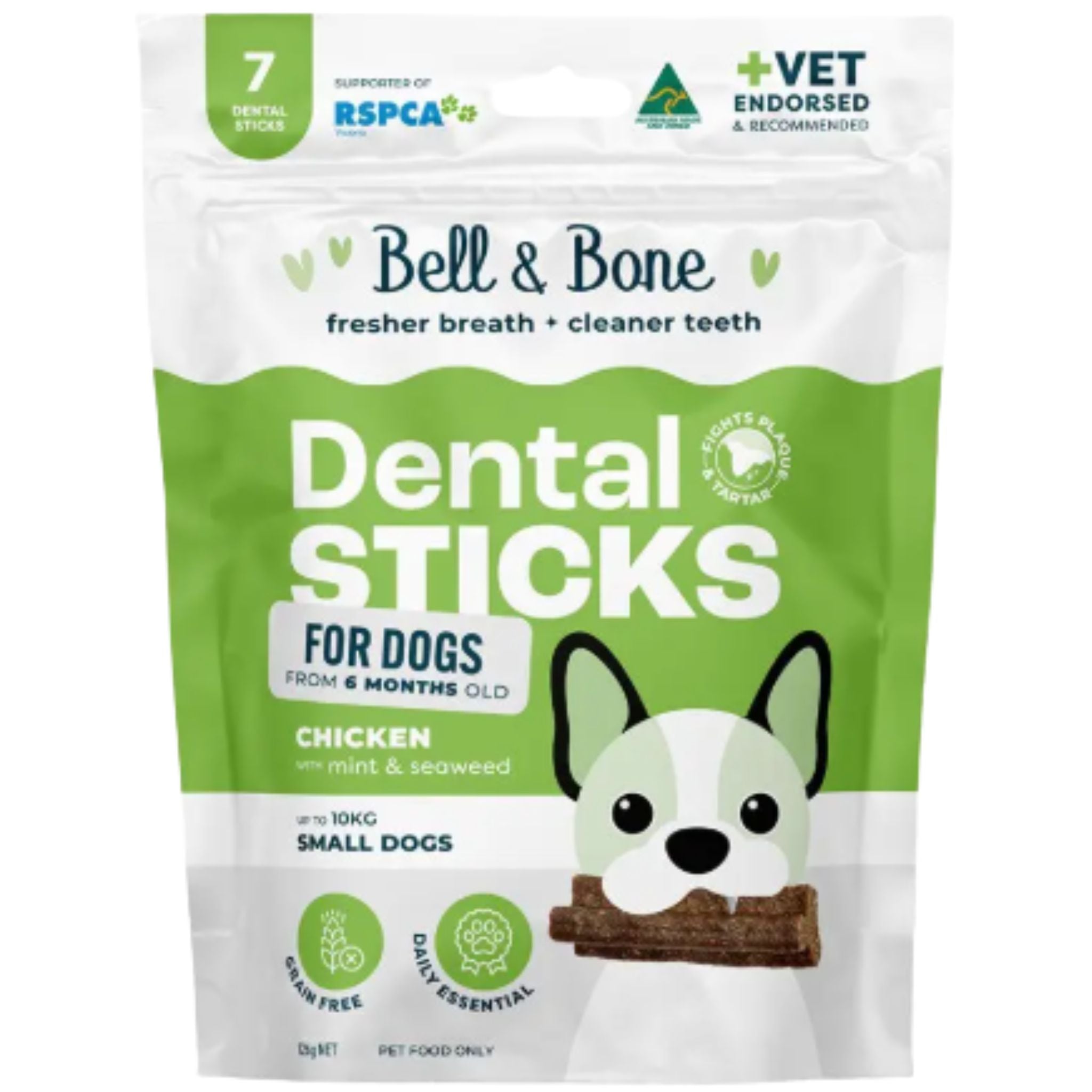 Bell and Bone Dental Sticks for Adult Dogs - Chicken, Mint & Seaweed