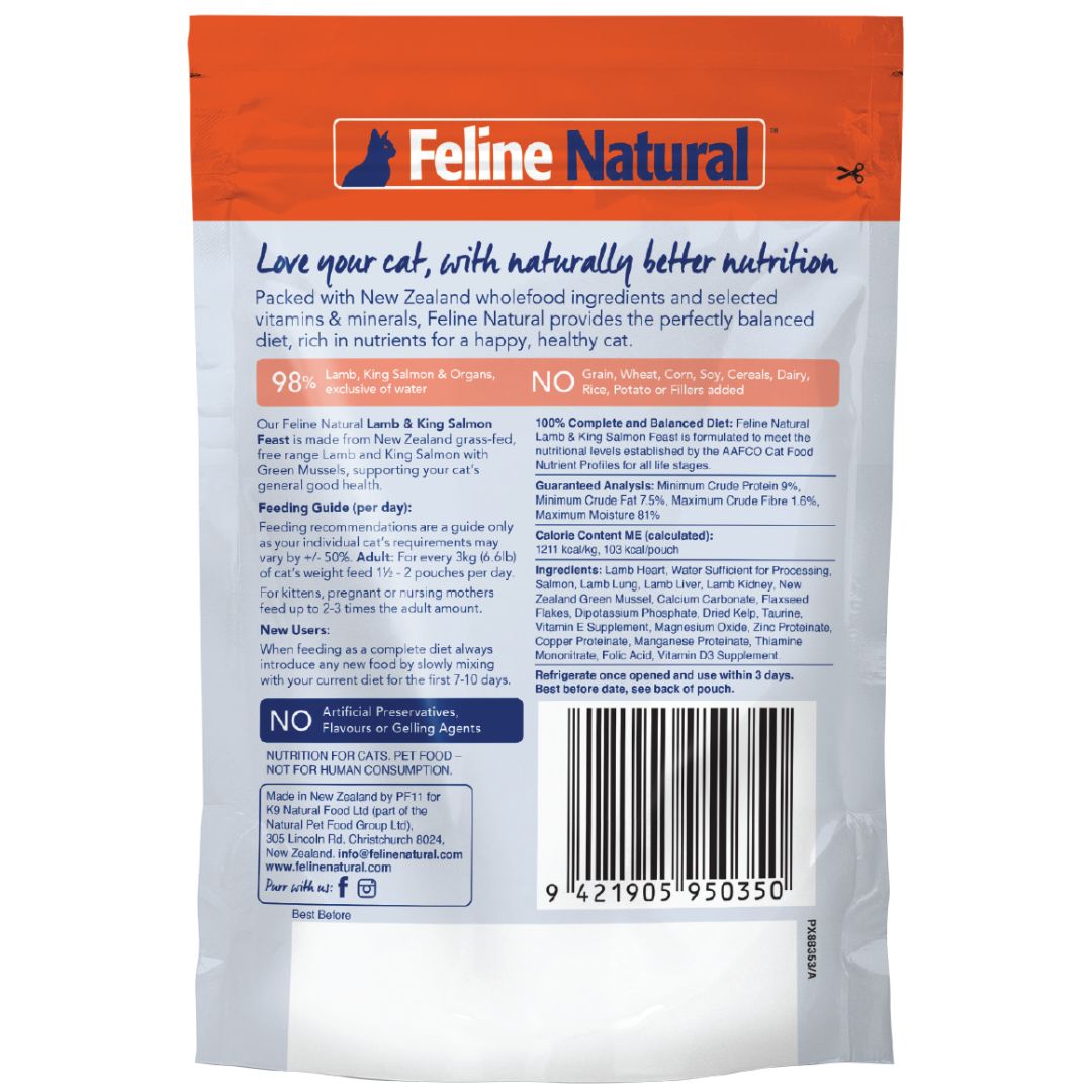 Feline Natural Lamb and Salmon Wet Cat Food in Pouches