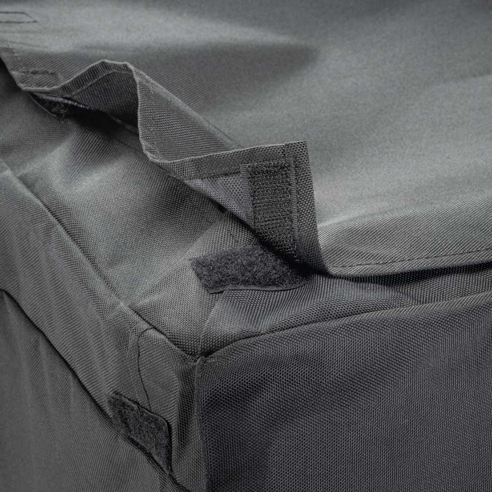 Velcro fastening detail on the folded Ferplast Superior crate cover | PeekAPaw Pet Supplies