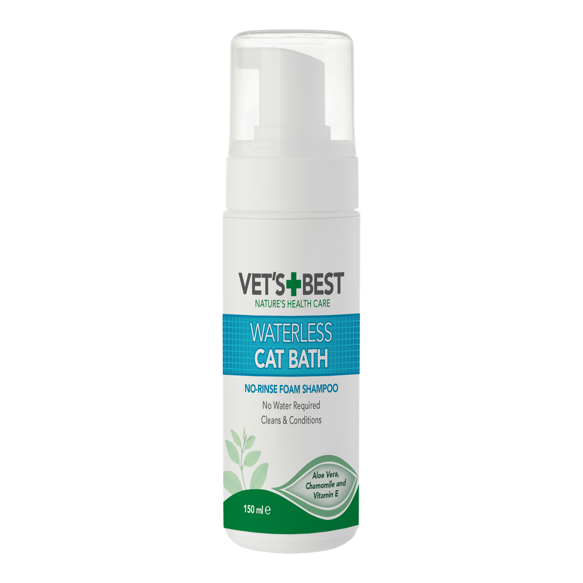 Vet's Best Waterless Cat Bath 150ml no-rinse foam, front of bottle