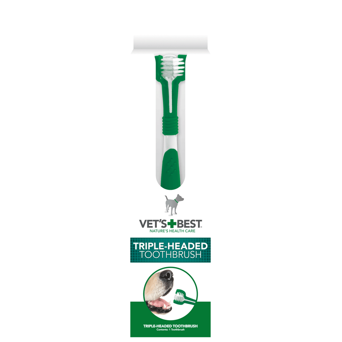 Vet's Best Triple Headed Toothbrush for dogs, front of pack