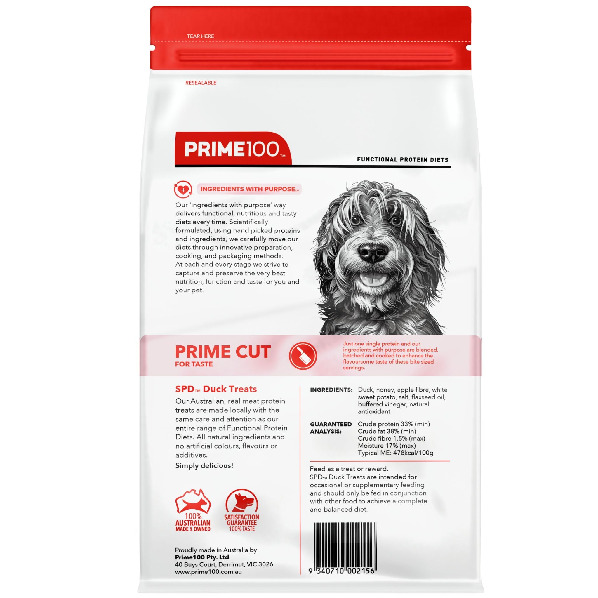 Prime100 SPD Prime Cut Duck Treats for Dog