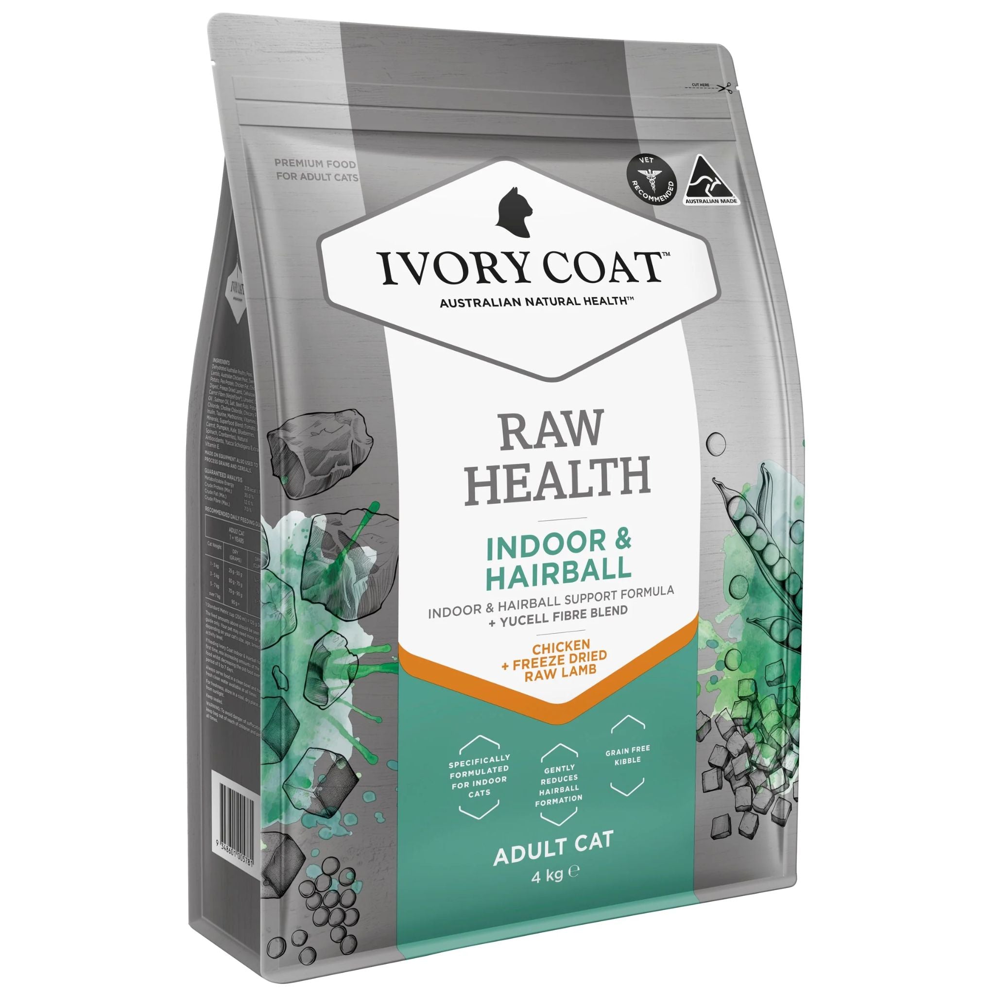 Ivory Coat Raw Health Adult Dry Cat Food Indoor & Hairball