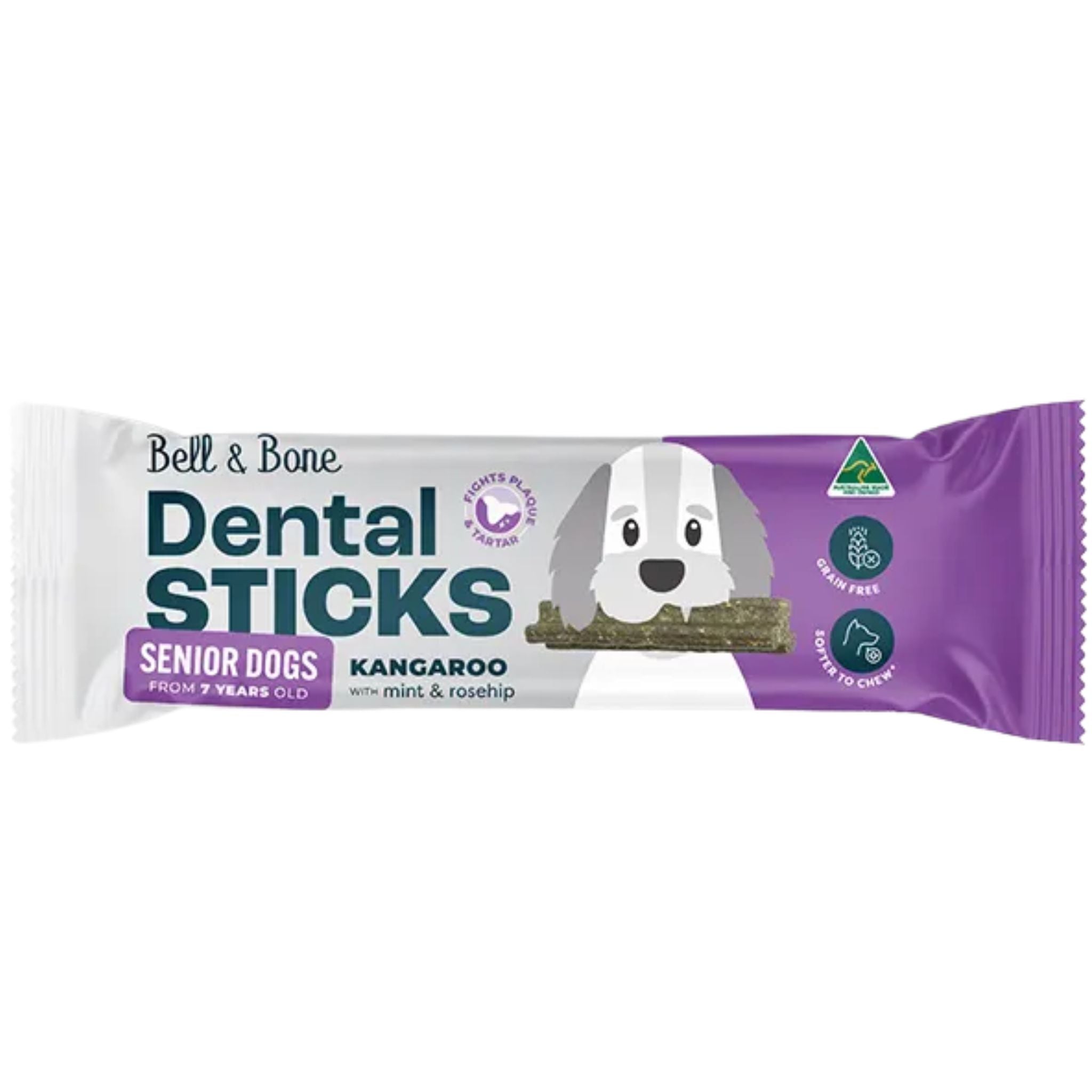 Bell and Bone Dental Sticks for Senior Dogs - Kangaroo, Mint and Rosehip