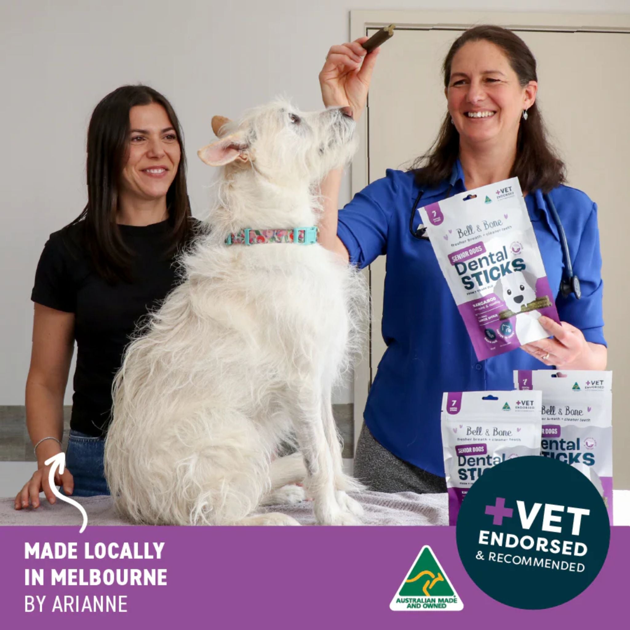 Bell and Bone Dental Sticks for Senior Dogs - Kangaroo, Mint and Rosehip