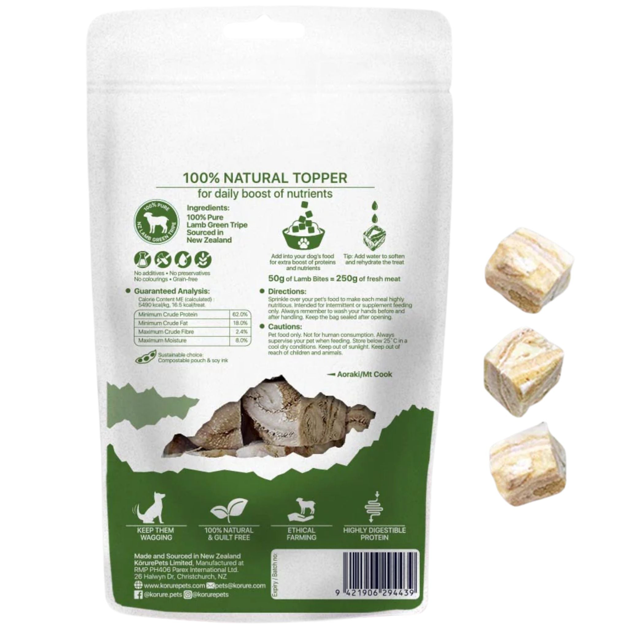 Korure Pets Lamb Green Tripe Topper Dog Treats