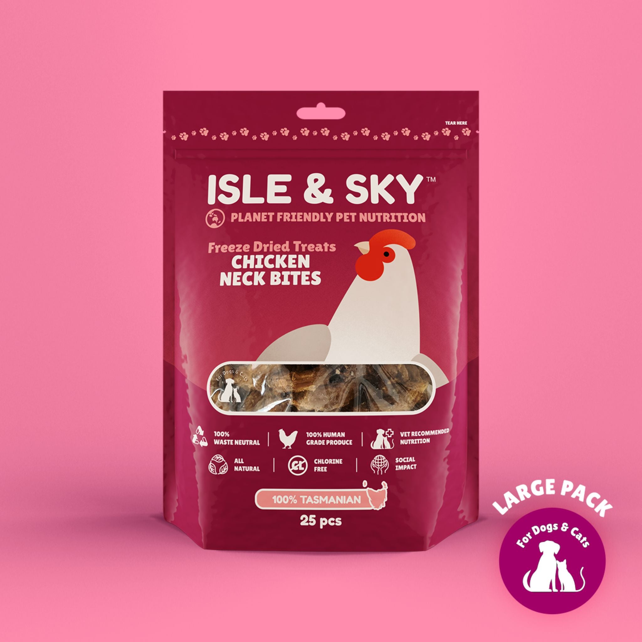 Isle and Sky Freeze Dried Pet Treats Chicken Neck Bites