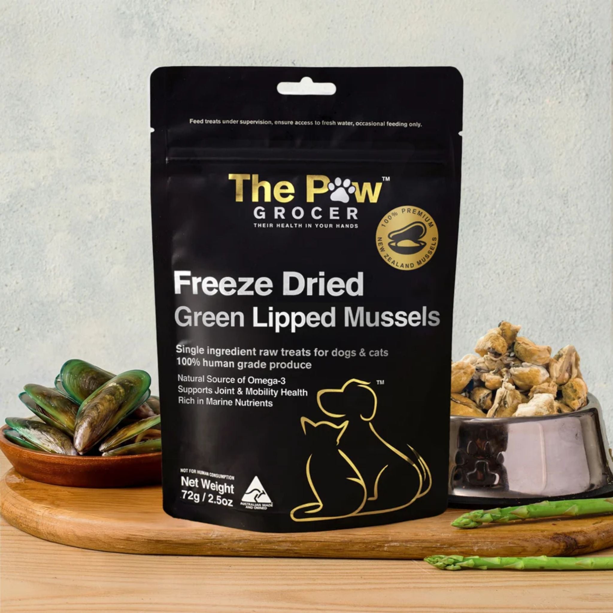 The Paw Grocer Freeze Dried Pet Treats Black Label Green Lipped Mussels
