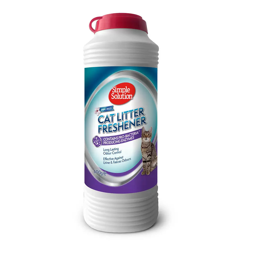 Simple Solution Cat Litter Freshener with Enzymatic Cleaning Granules 600g shaker pack, front of pack