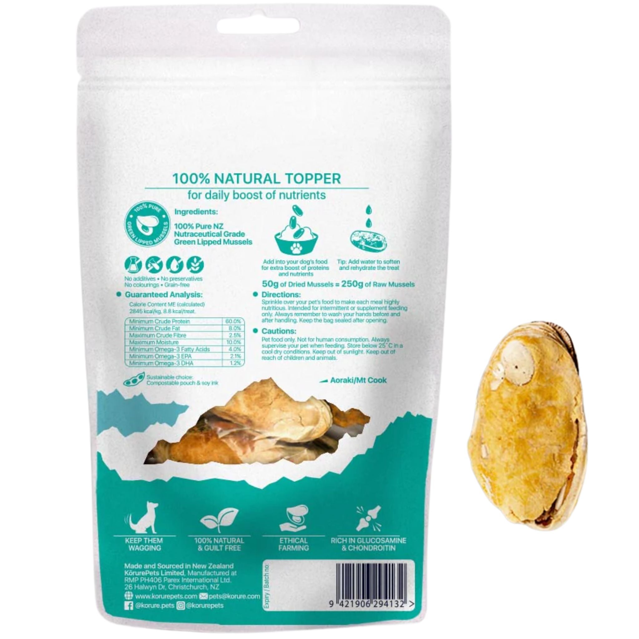 Korure Pets Omega -3 Mussel Topper for Dogs