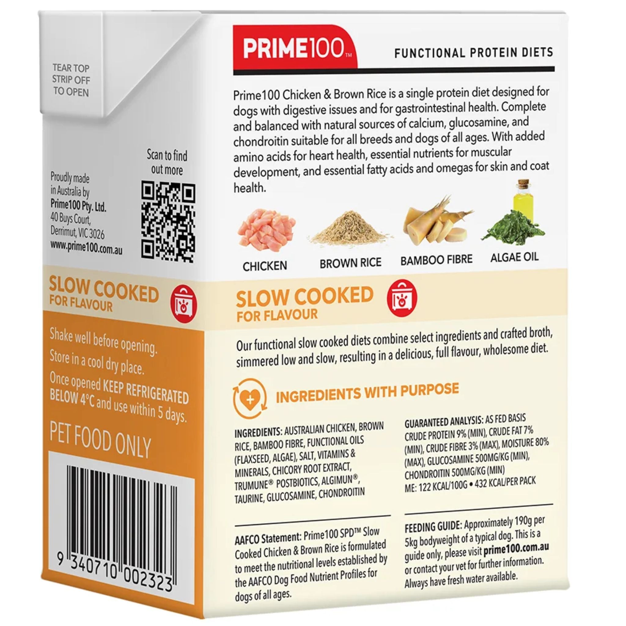 Prime100 SPD Slow Cooked Wet Dog Food Chicken & Brown Rice