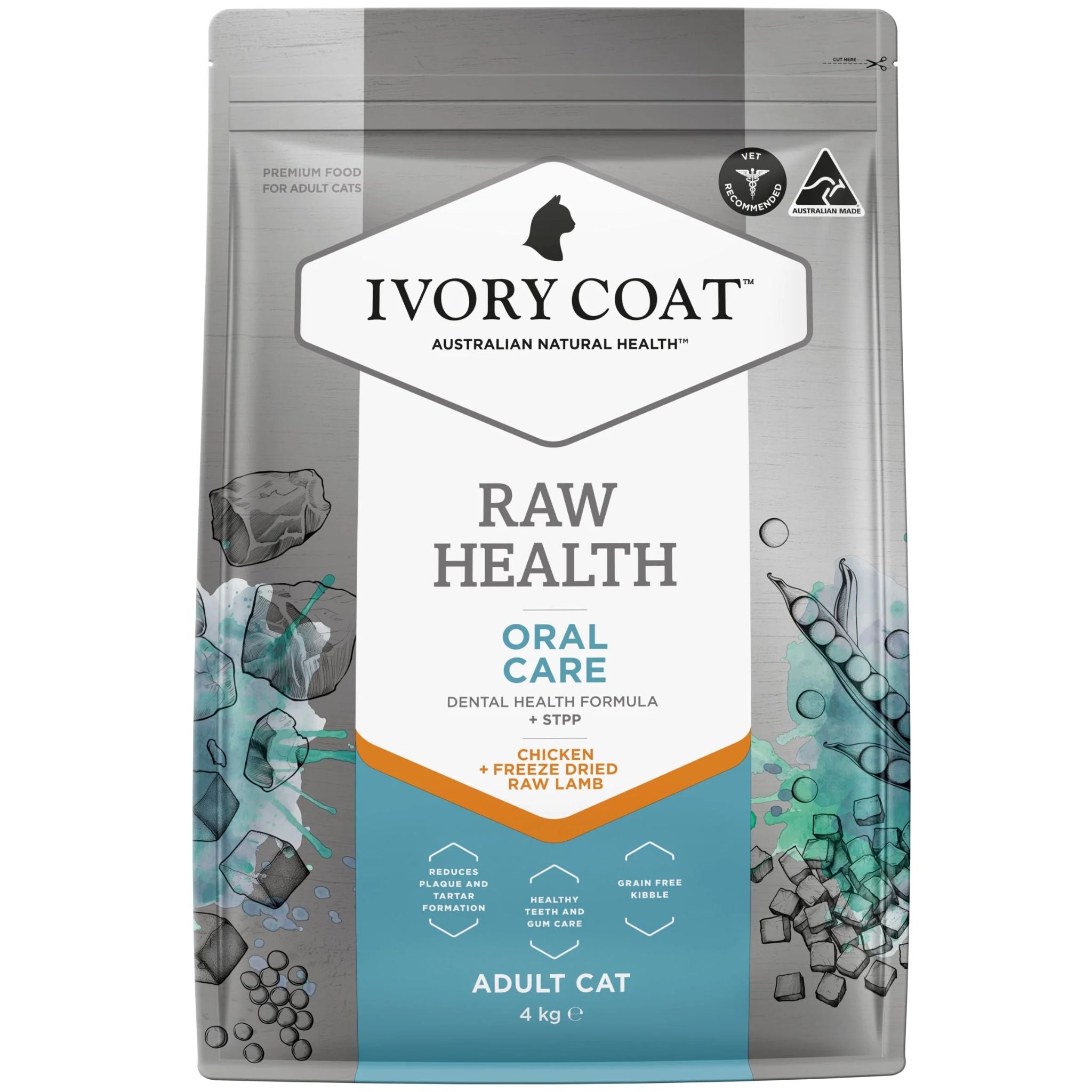 Ivory Coat Raw Health Adult Dry Cat Food Oral Care