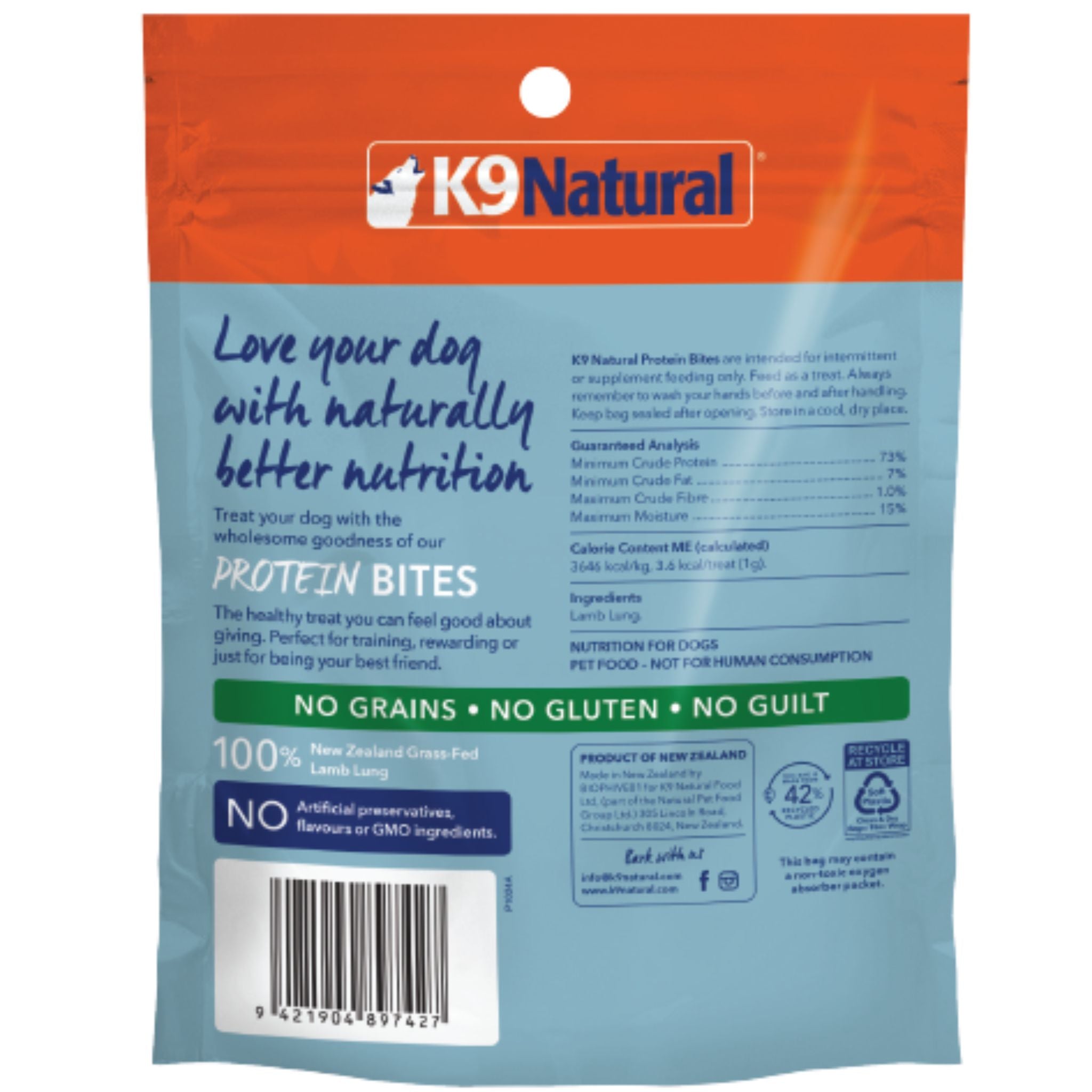 K9 Natural Treats Lamb Lung Protein Bites