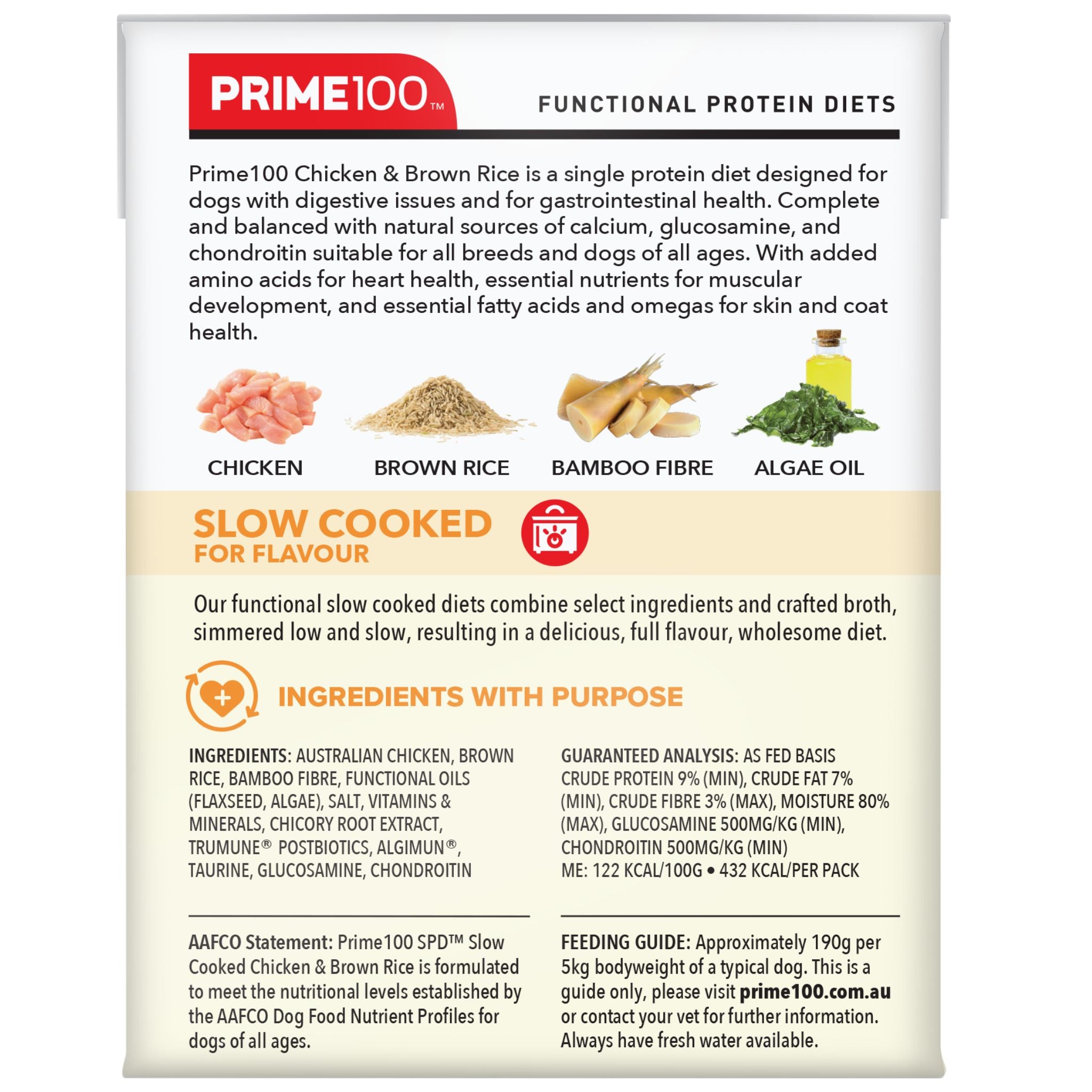 Prime100 SPD Slow Cooked Wet Dog Food Chicken & Brown Rice