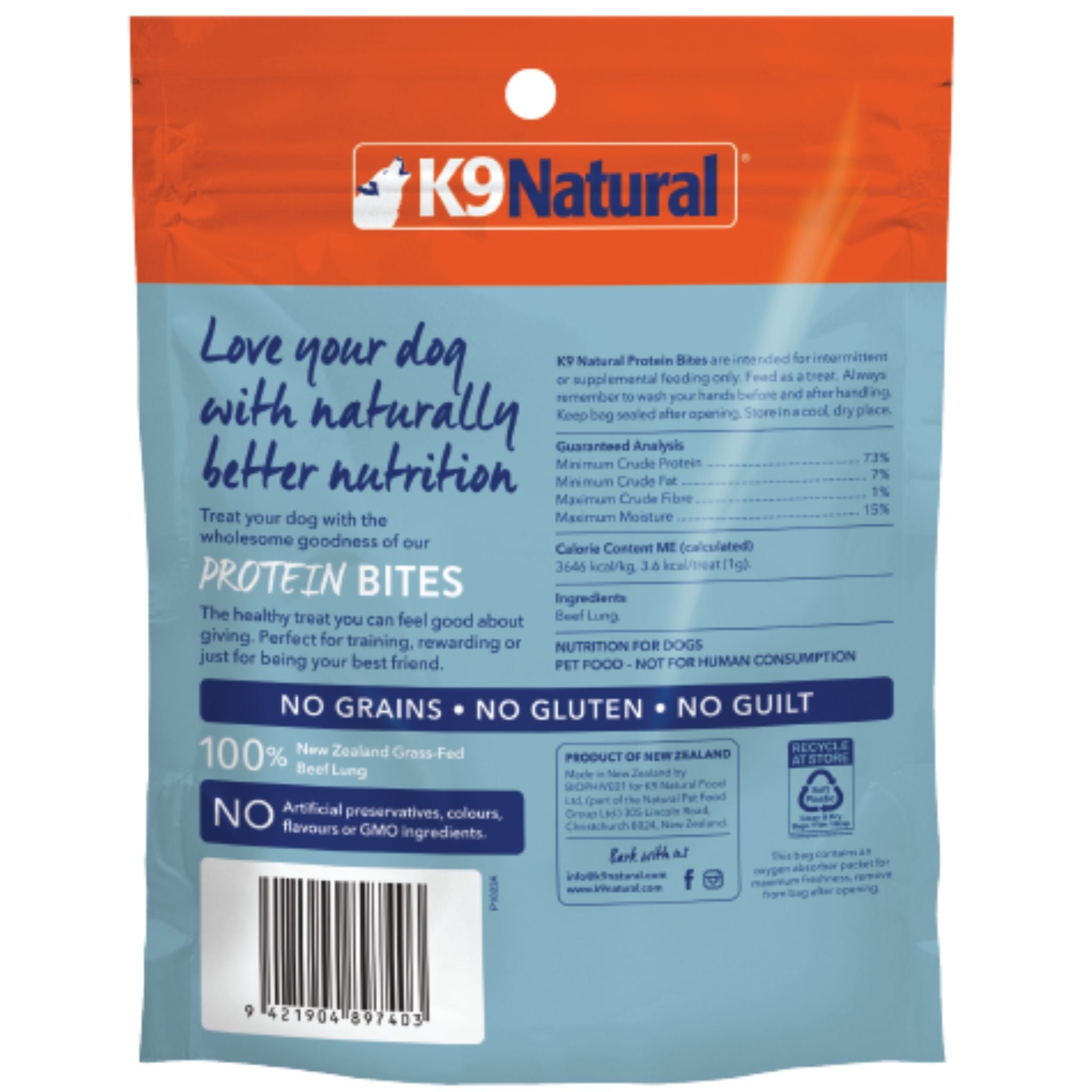 K9 Natural Treats Beef Lung Protein Bites