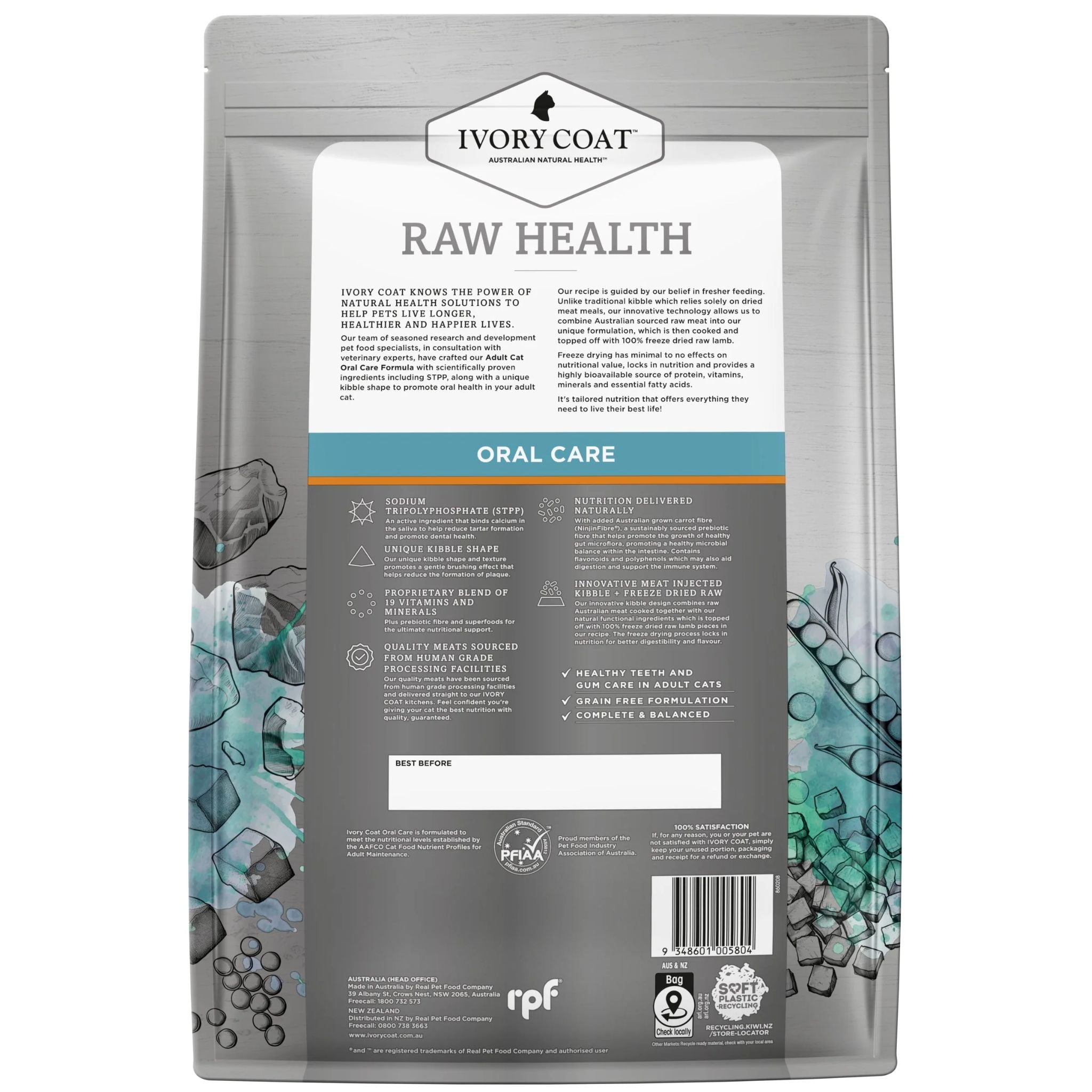 Ivory Coat Raw Health Adult Dry Cat Food Oral Care