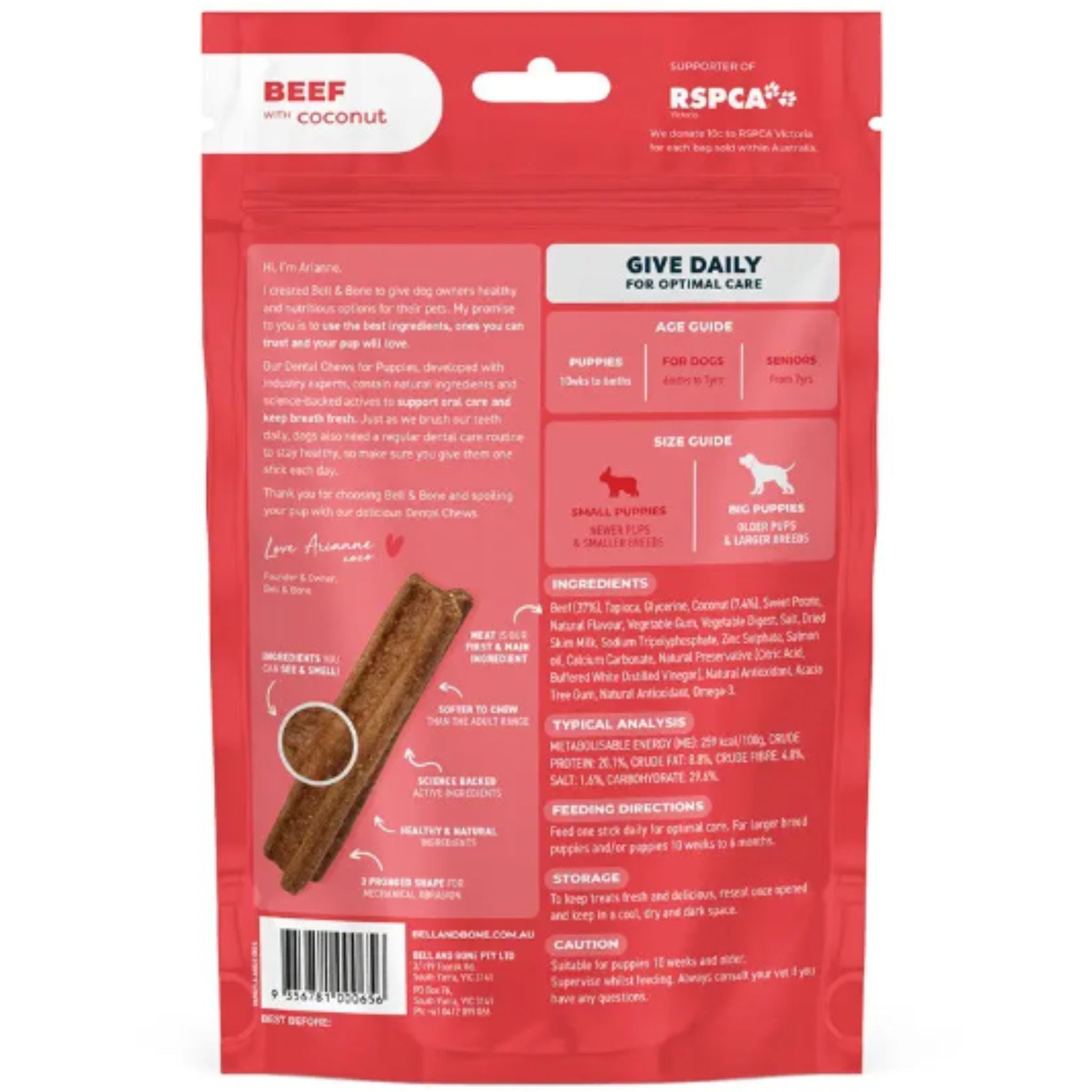 Bell and Bone Puppy Dental Chews - Beef and Coconut