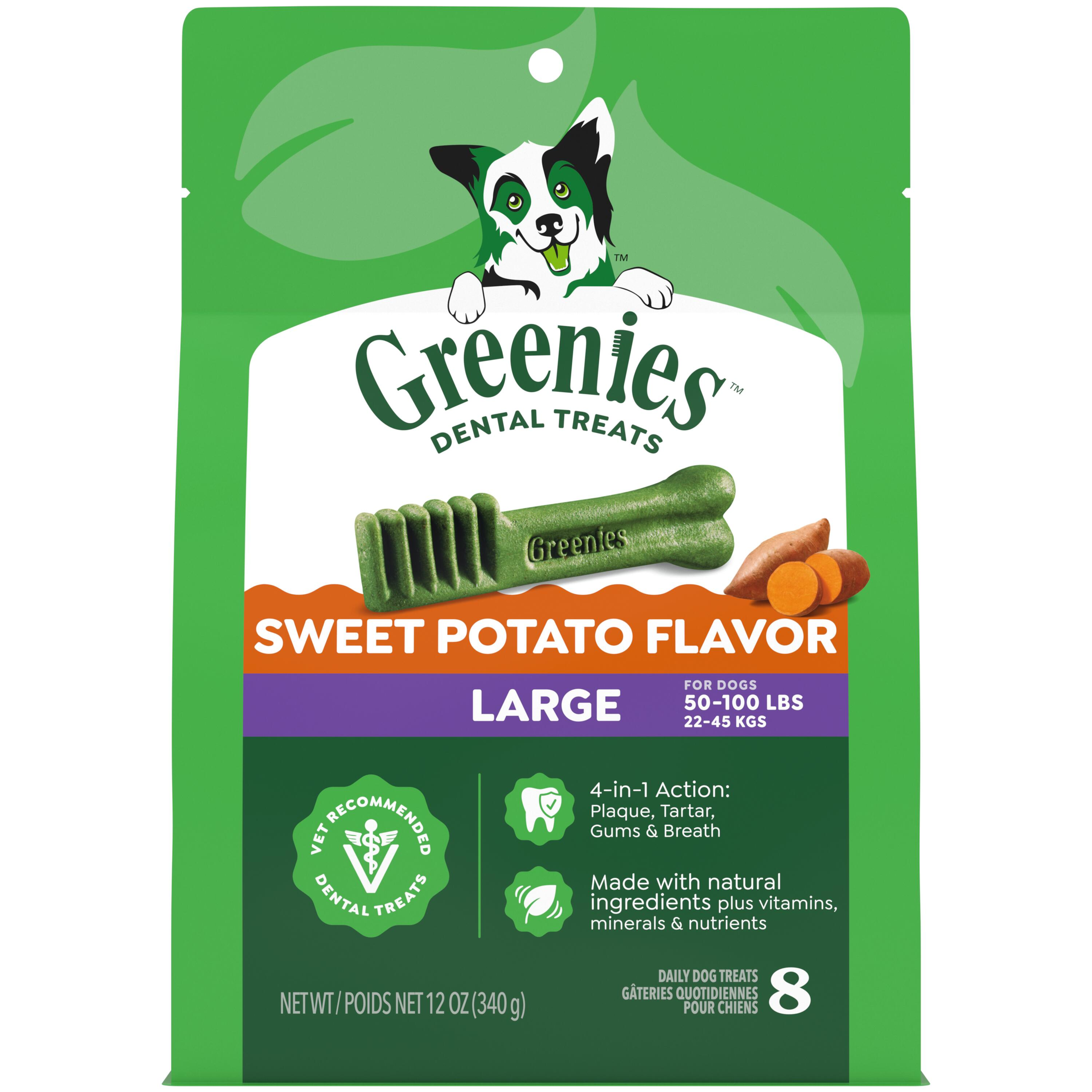 Greenies Sweet Potato Large(22-45kg) Dental Dog Treats front of pack