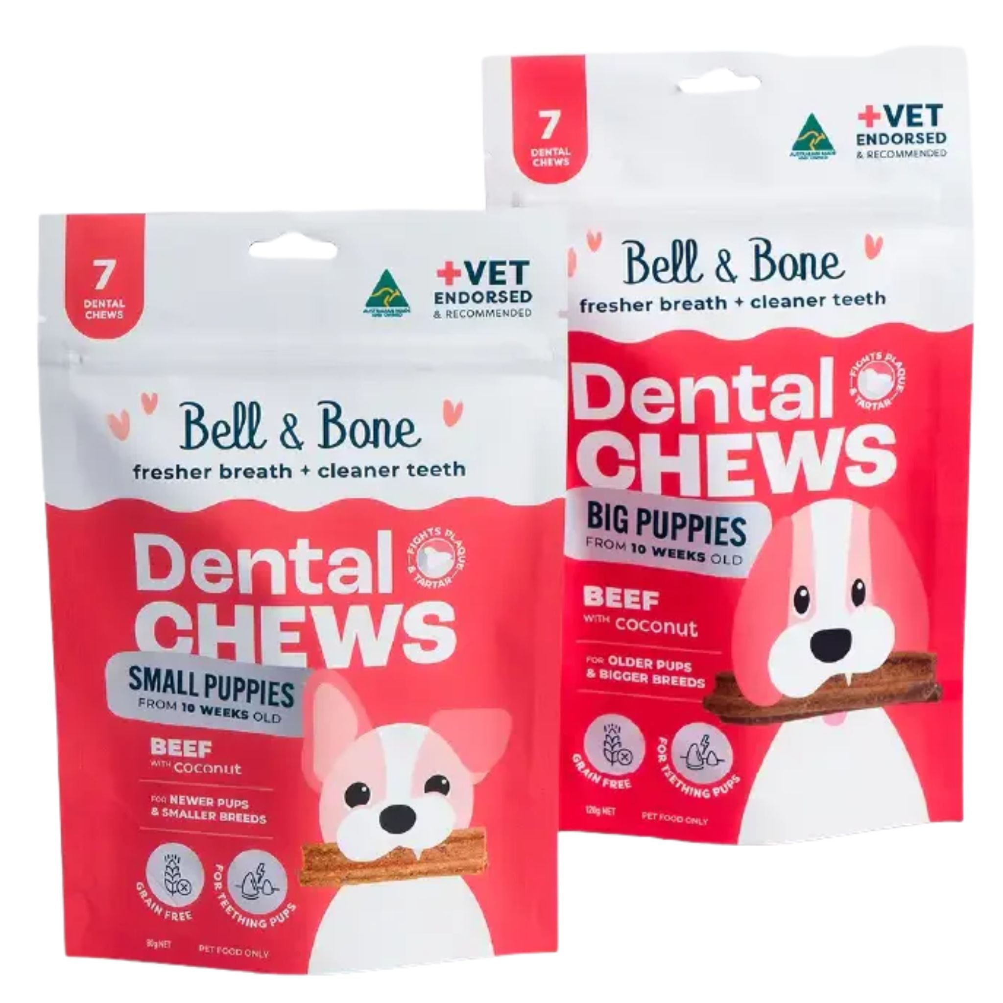 Bell and Bone Puppy Dental Chews - Beef and Coconut