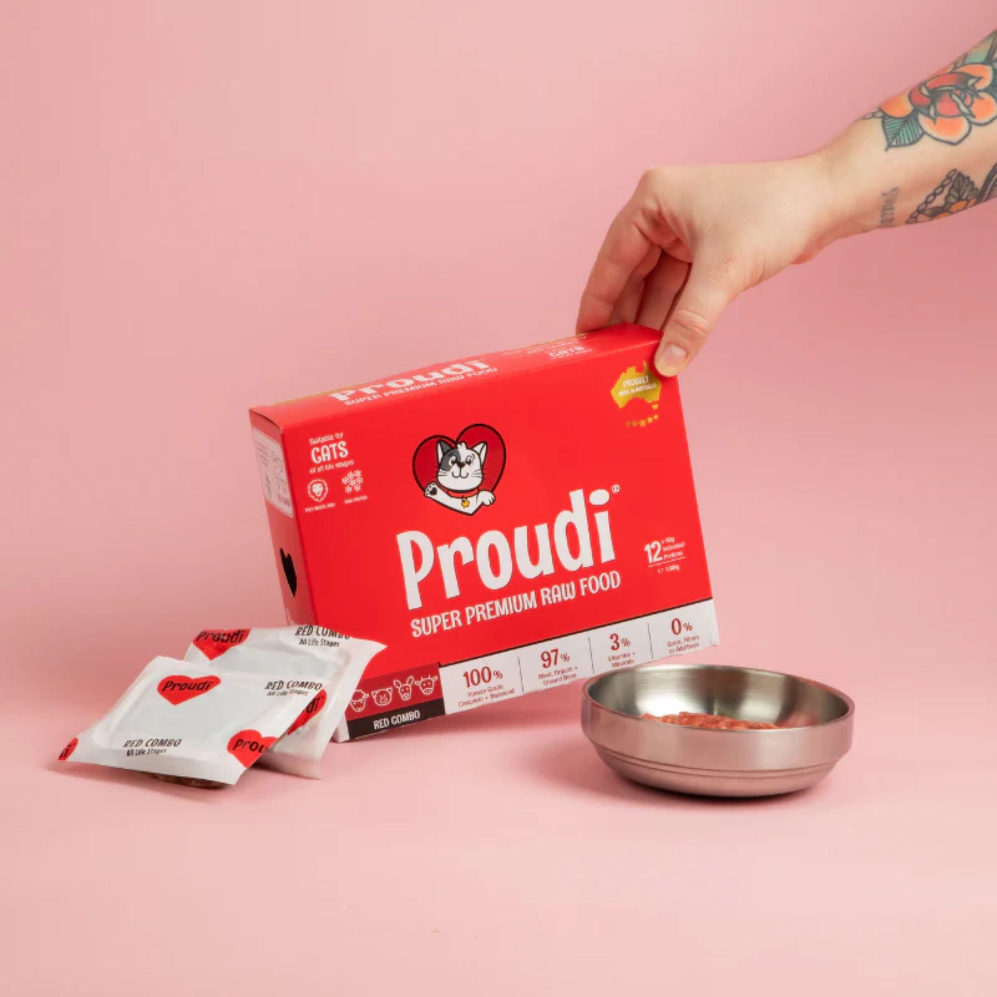 Proudi Red Combo Raw Patties for Cats