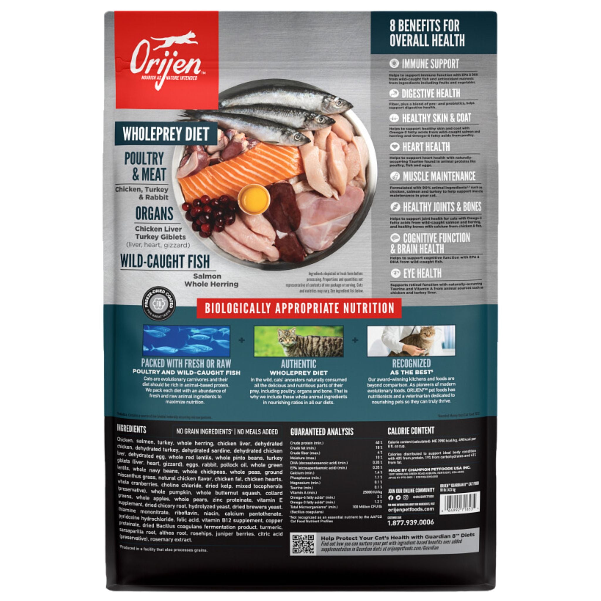 ORIJEN Biologically Appropriate Dry Cat Food Guardian 8