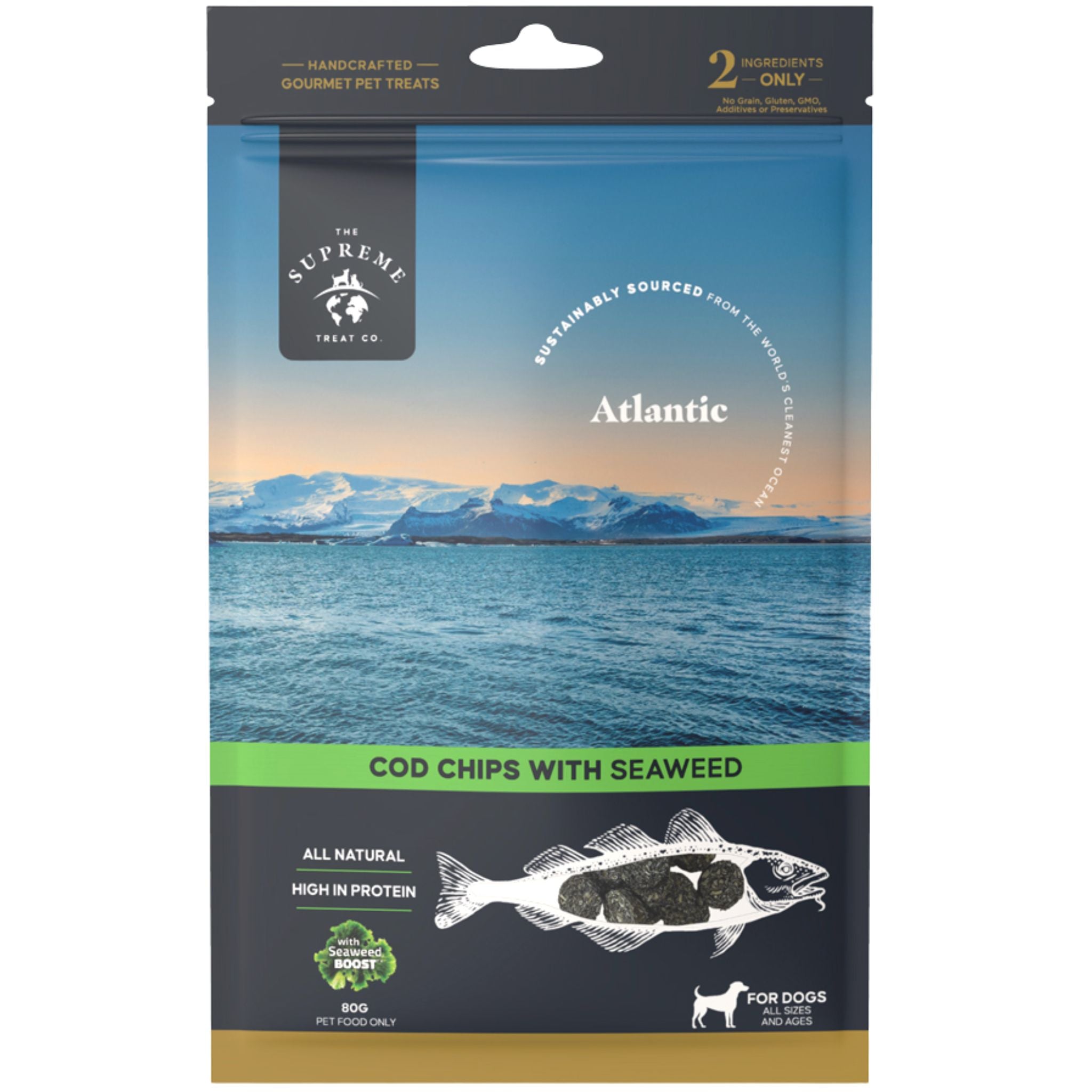 The Supreme Treat Co Cod & Seaweed Chips Dog Treats