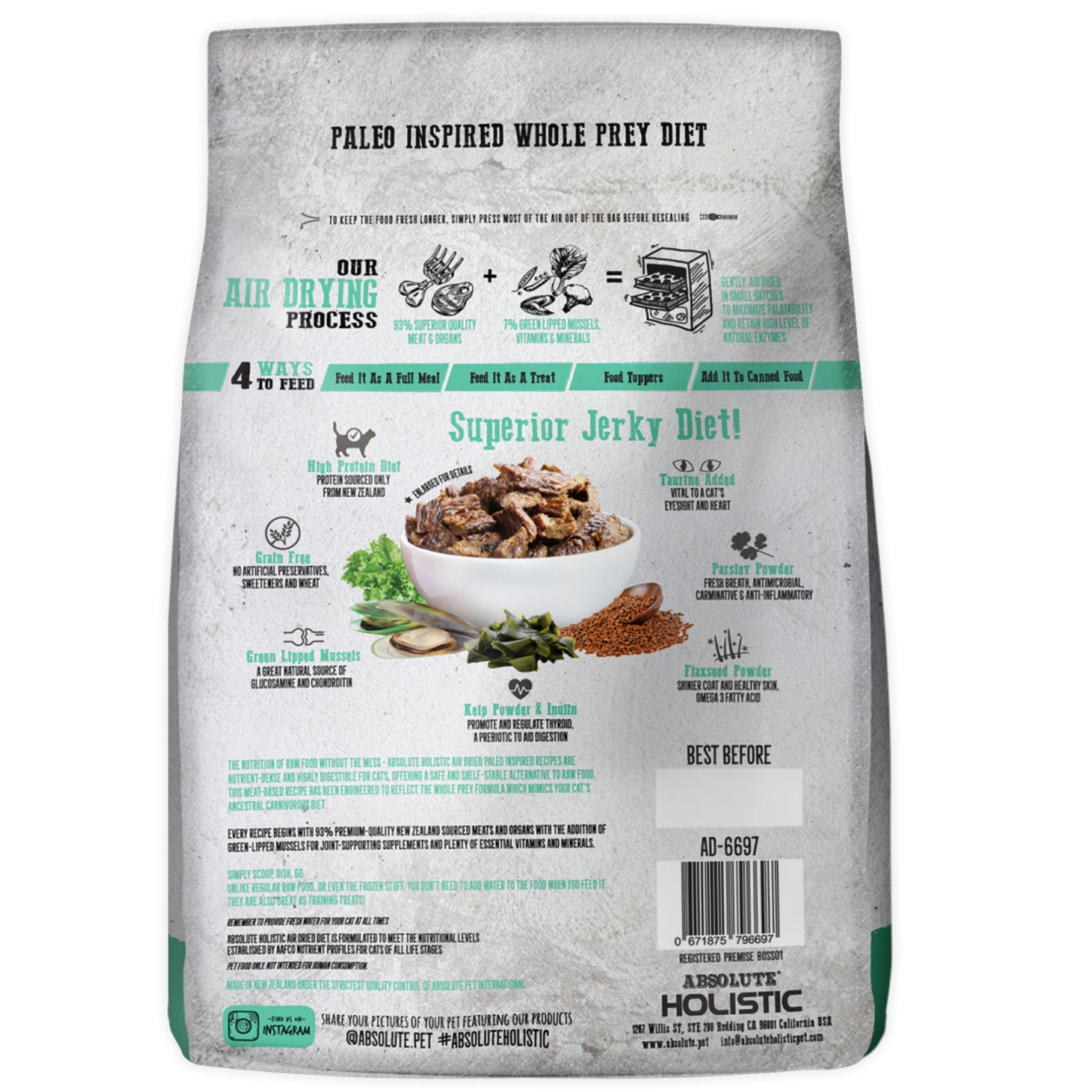 Absolute Holistic Air Dried Cat Food Chicken & Hoki