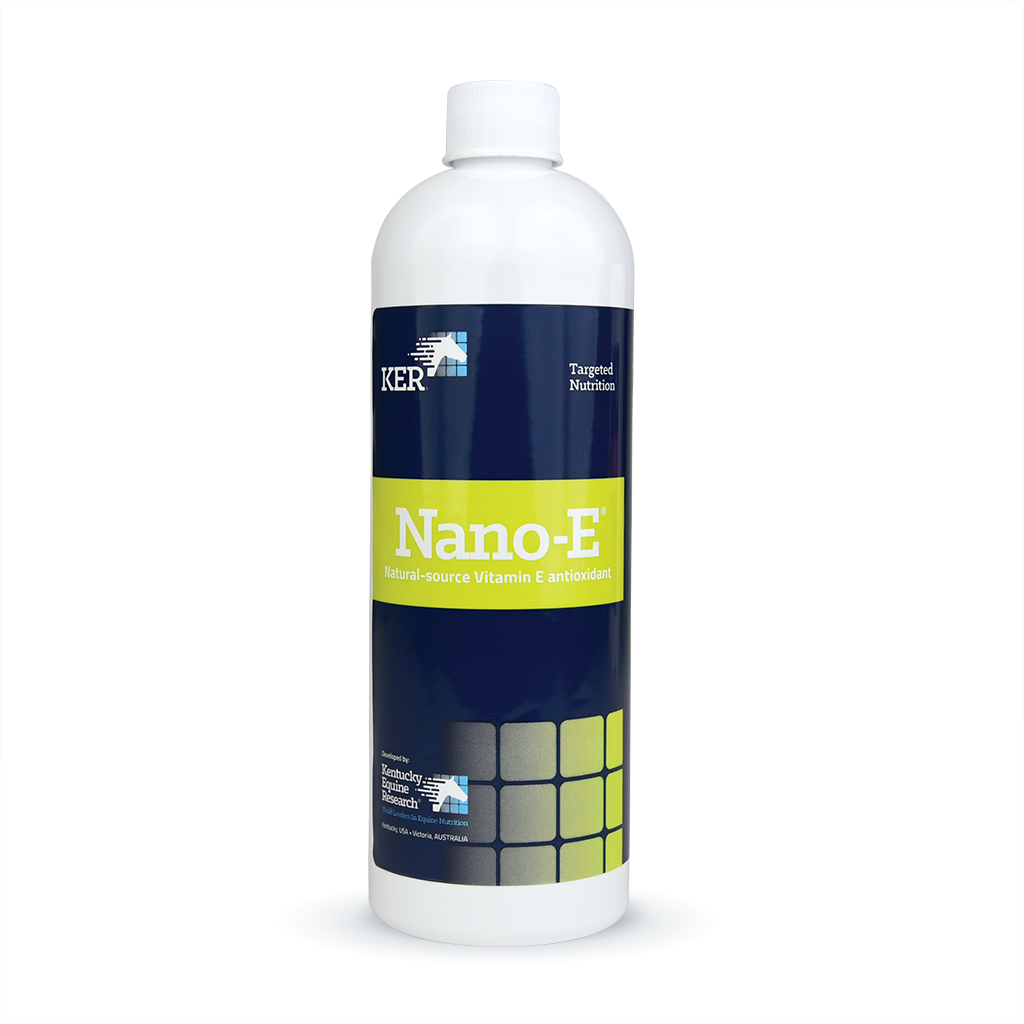 KER Nano-E 450ml bottle, natural-source liquid vitamin E for horses