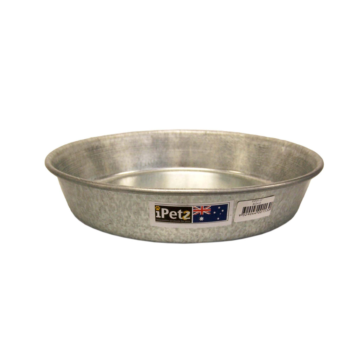 iPetz galvanised metal feed dish 12 inch top view