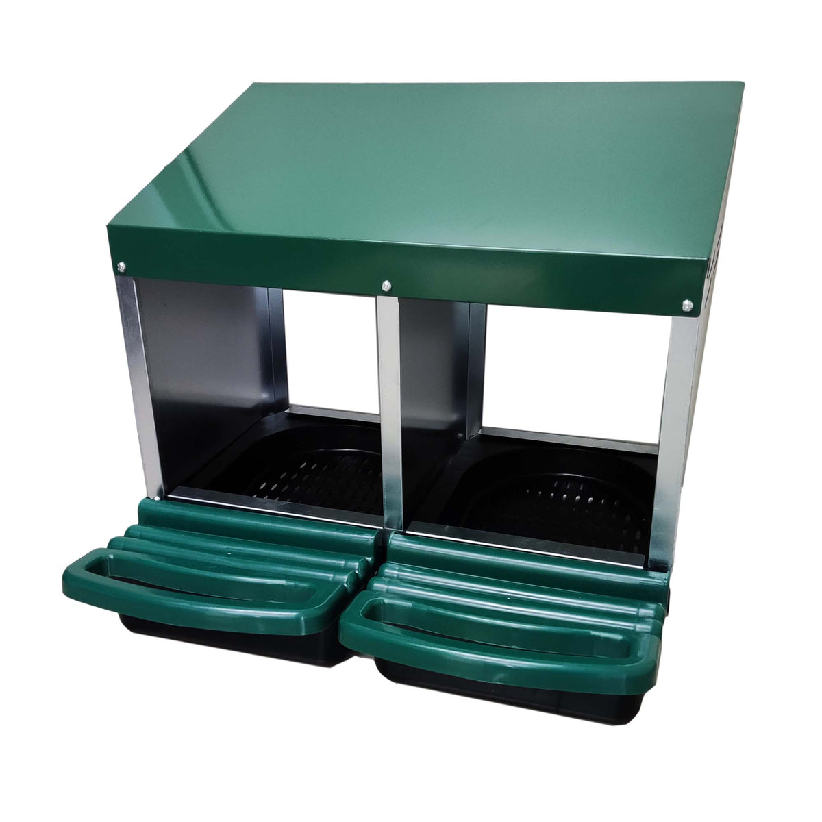 iPetz galvanised roll away nesting box with two bays