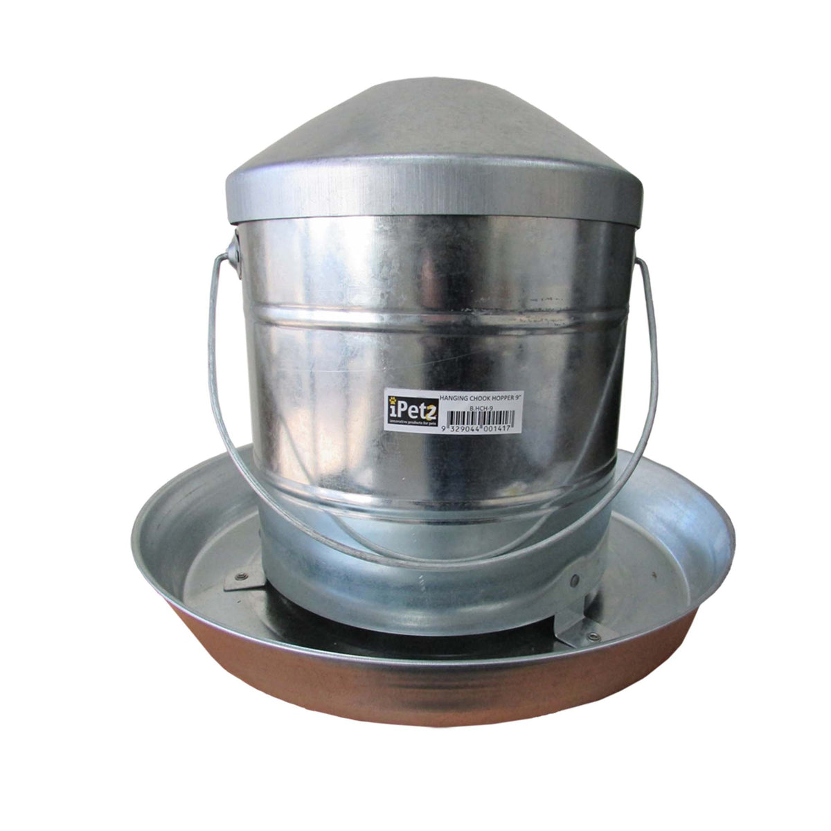 iPetz galvanised hanging chicken hopper feeder 9 inch