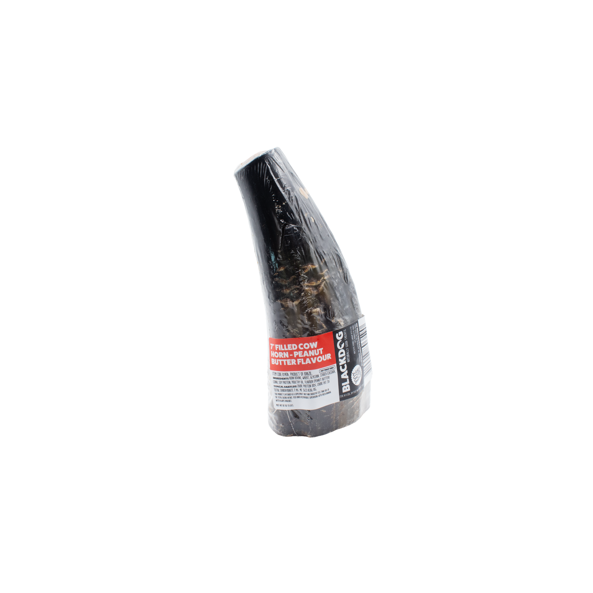 BlackDog Peanut Butter Filled Cow Horn dog treat 17.8cm
