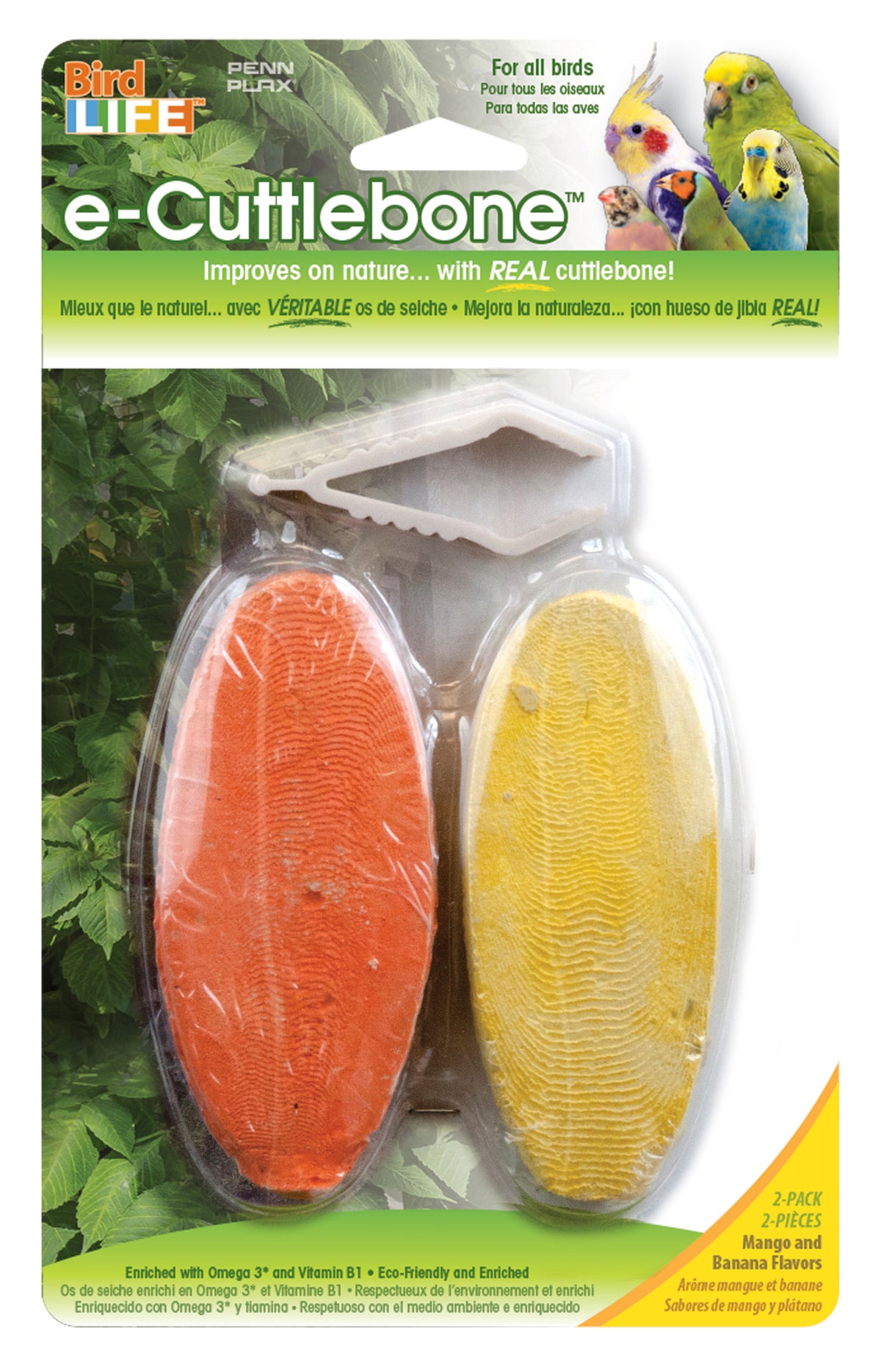 Penn Plax Bird Life E-Cuttlebone Mango & Banana 2 Pack | PeekAPaw Pet Supplies