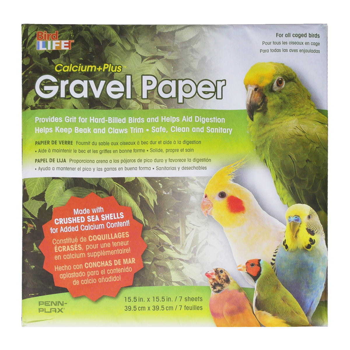 Penn Plax Bird Cage Sand Sheets 7 Pack - 39 x 39cm | PeekAPaw Pet Supplies