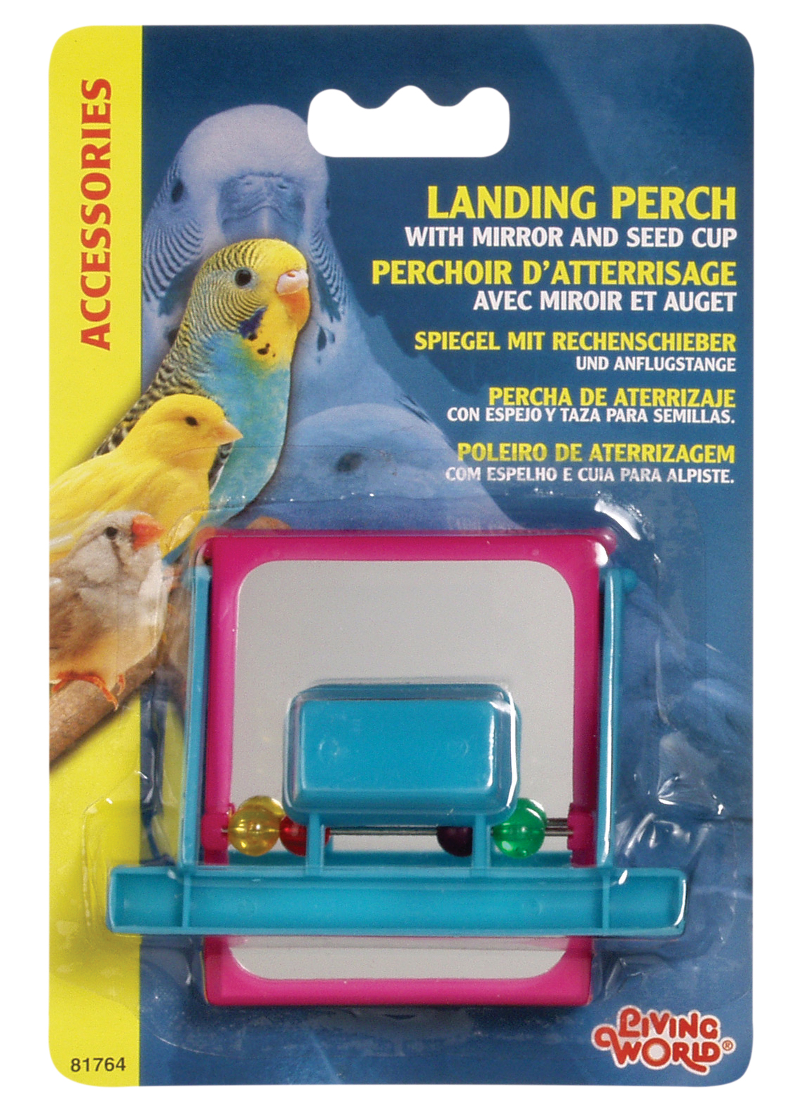 Living World Mirror with Perch Beads and Feeders