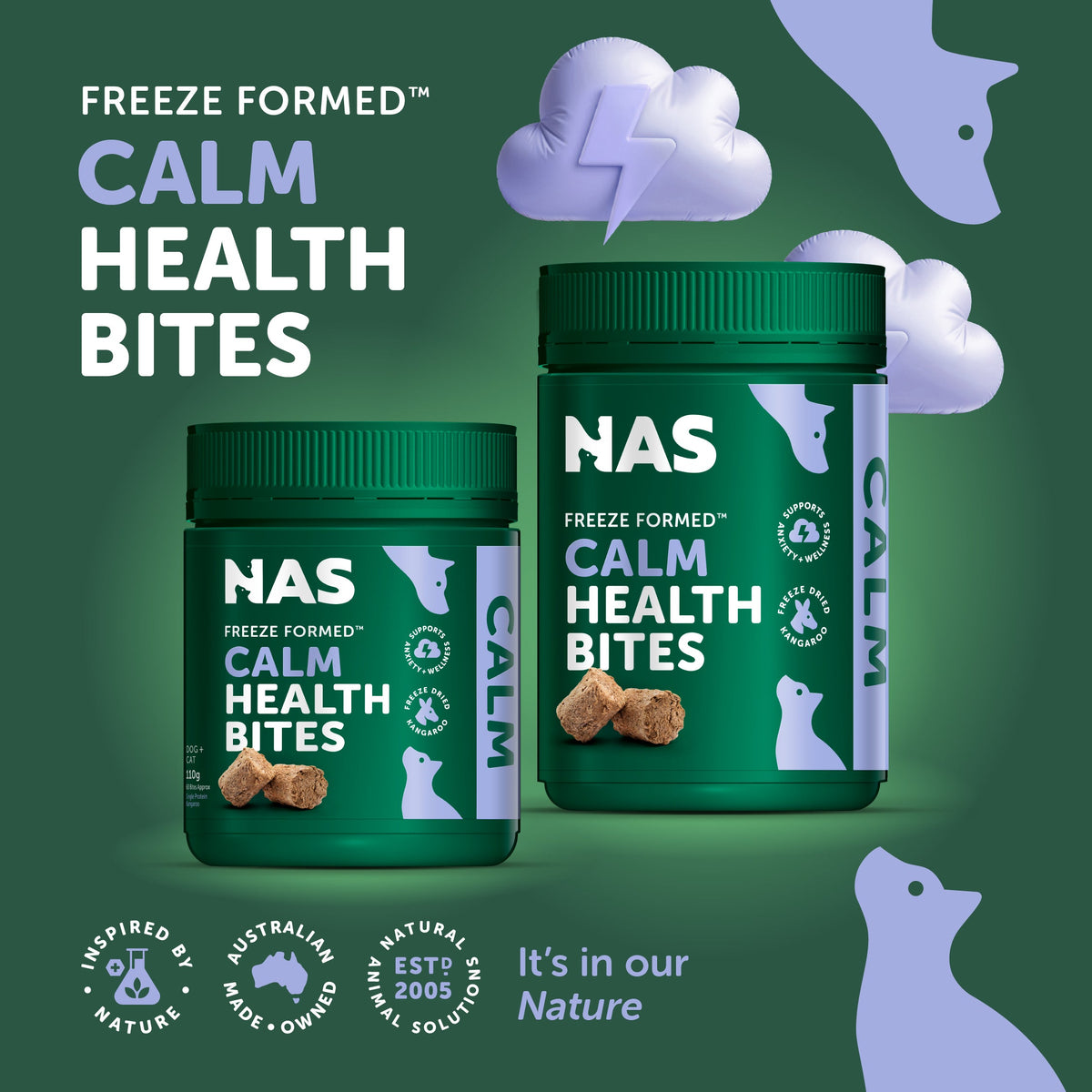 Natural Animal Solutions Freeze Formed Calm Health Bites — brand infographic 1
