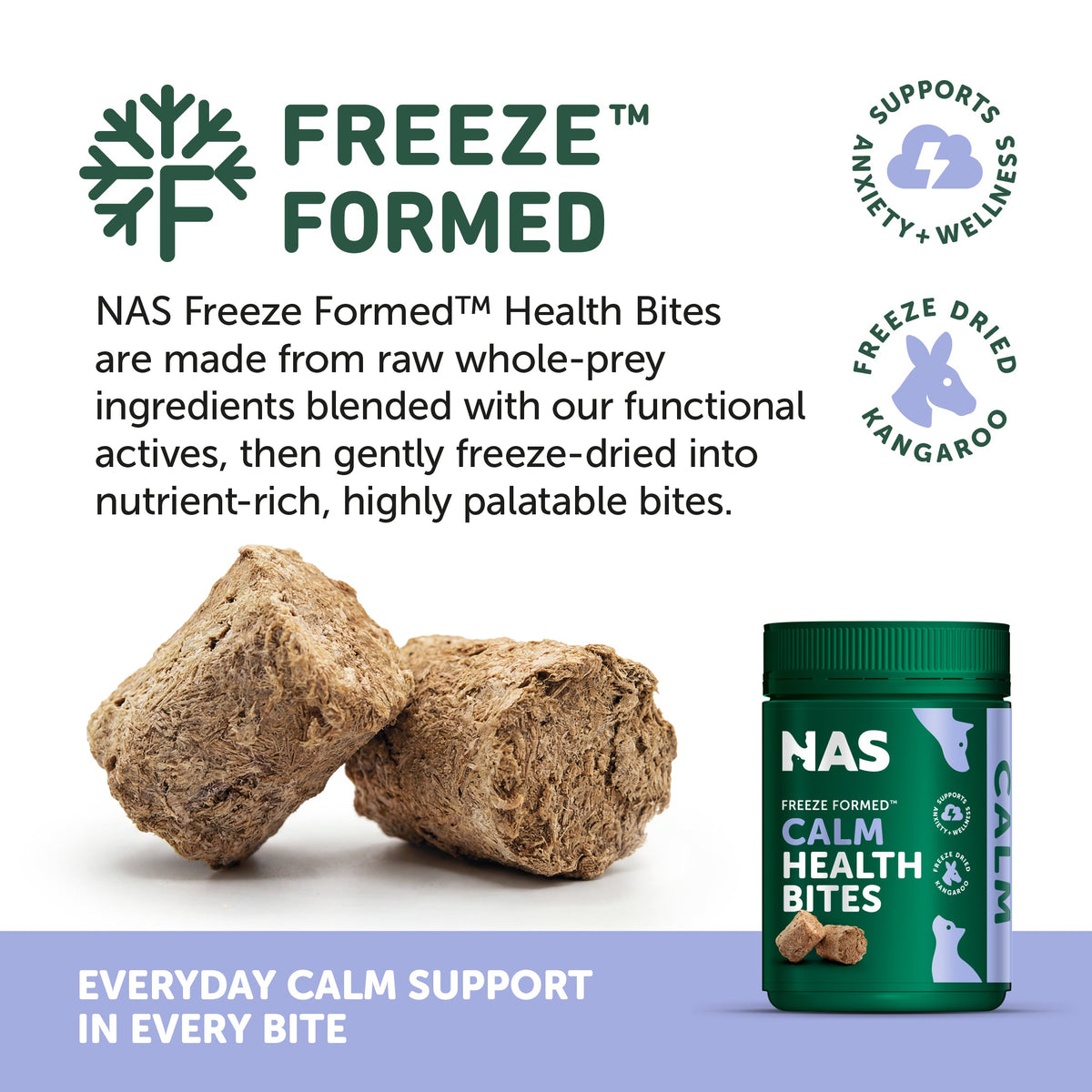 Natural Animal Solutions Freeze Formed Calm Health Bites — brand infographic 2