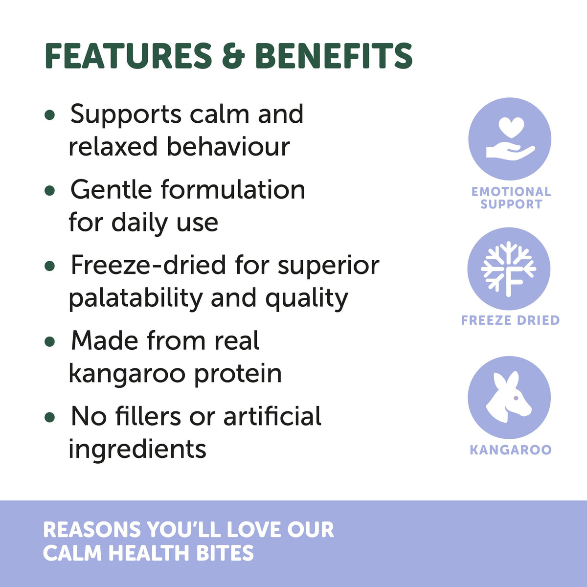 Natural Animal Solutions Freeze Formed Calm Health Bites — brand infographic 3