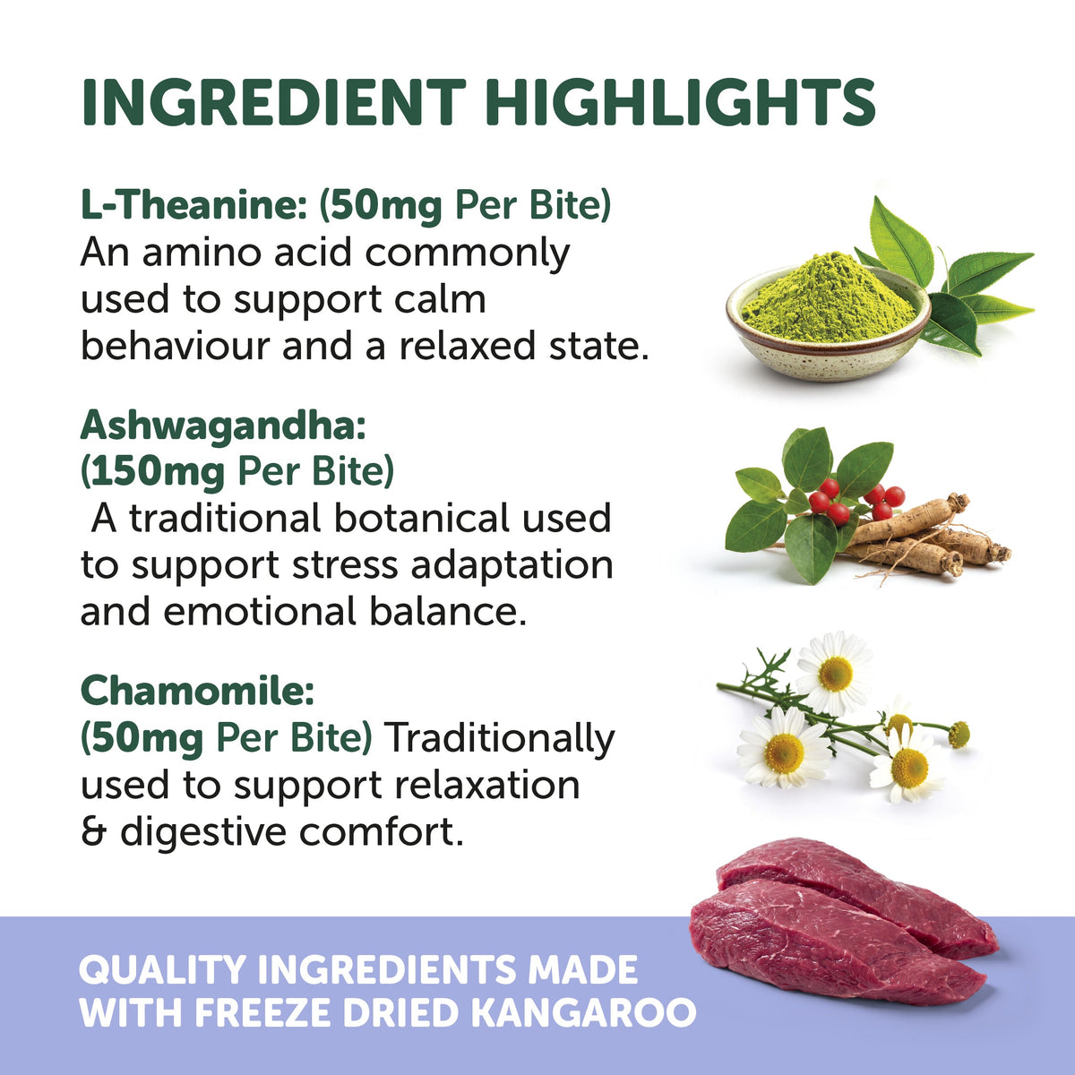Natural Animal Solutions Freeze Formed Calm Health Bites — brand infographic 4